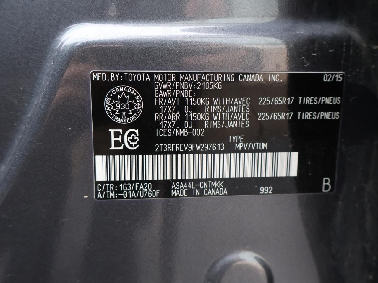 2015 Toyota RAV4 XLE AWD CERTIFIED CAMERA BLUETOOTH HEATED SEATS SUNROOF CRUISE ALLOYS Photo