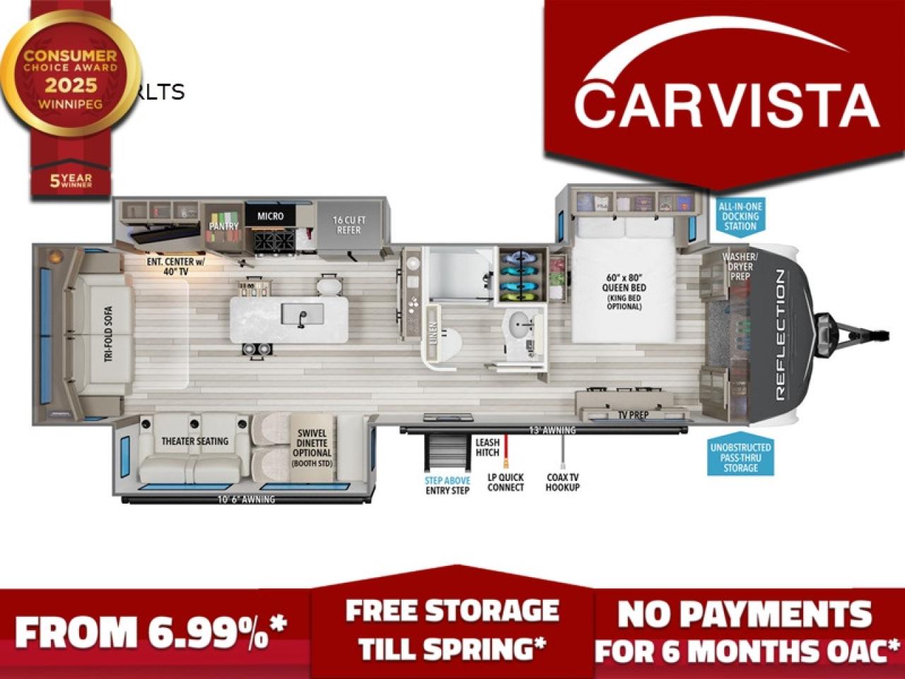 FREE WINTER STORAGE AND WINTERIZATION***   No Payments for up to 6 months. Low interest options available! Come see why Carvista has been the Consumer Choice Award Winner for 5 consecutive years! 2021-2025!

Come see why Carvista has been the Consumer Choice Award Winner for 5 consecutive years! 2021, 2022, 2023, 2024 and 2025! Dont play the waiting game, our units are in-stock, no pre-order necessary!! See for yourself why Carvista has won this prestigious award and continues to serve its community. Carvista Approved! Our RVista package includes a complete inspection of your camper that includes general testing of the camper systems! We pride ourselves in providing the highest quality trailers possible, and include a rigorous detail to ensure you get the cleanest trailer around.
Prices and payments exclude GST OR PST 
Carvista Inc. Dealer Permit # 1211
Category: Used Camper
Units may not be exactly as shown, please verify all details with a sales person.