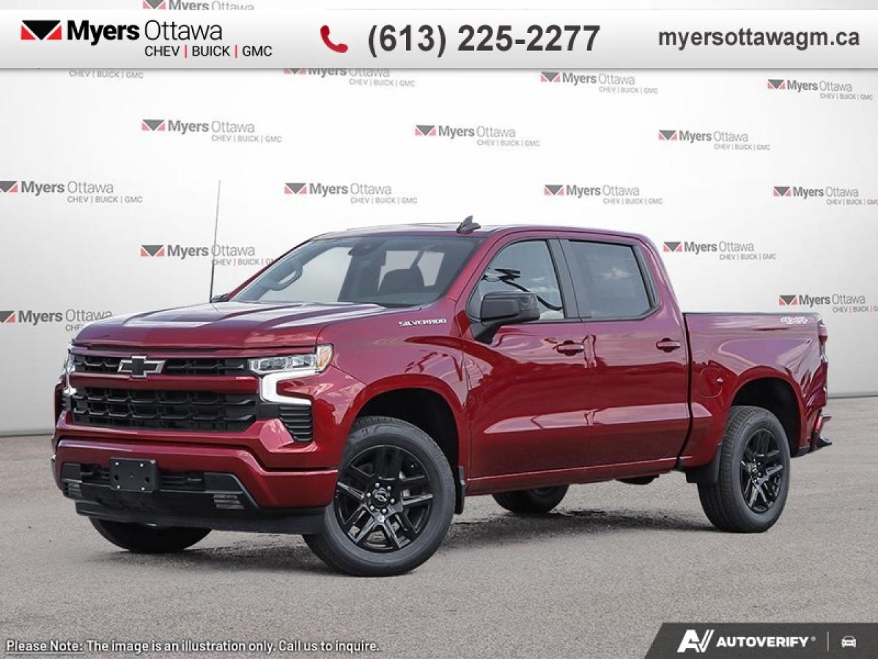 <br> <br>UPGRADES INCLUDE- FRONT POWER HEATED BUCKETS, 5.3 V8, BLOCK HEATER, 20 GLOSS BLACK ALLOYS, CHECV TECH LINER AND REAR WHEEL HOUSE LINERS<br> <br>The 2026 Chevrolet Silverado 1500 delivers full-size pickup performance with a polished interior and smart technology to meet the demands of both work and play. Inside youll find an interior designed for comfort and connectivity, outfitted with modern amenities and a layout that supports both productivity and leisure. With such versatility, the Silverado 1500 stands ready to take on the tough jobs and the long drives in equal fashion.<br> <br>This Radiant Red Tintcoat Crew Cab 4X4 pickup has an Automatic transmission and is powered by a 355HP 5.3L 8 Cylinder Engine. <br> <br> Our Silverado 1500s trim level is RST. This trim steps things up with heated front seats, a heated steering wheel and dual-zone climate control, along with a trailering package, remote start, aluminum wheels, hitch guidance, a power locking EZ lift tailgate, and an upgraded 13.4-inch infotainment display with navigation capability, Apple CarPlay and Android Auto. Safety features also include lane keep assist with lane departure warning, following distance indication, forward collision alert, and automatic emergency braking with front pedestrian braking. This vehicle has been upgraded with the following features: 20 inch Aluminum Wheels.<br><br> <br>To apply right now for financing use this link: <a href=https://creditonline.dealertrack.ca/Web/Default.aspx?Token=b35bf617-8dfe-4a3a-b6ae-b4e858efb71d&Lang=en target=_blank>https://creditonline.dealertrack.ca/Web/Default.aspx?Token=b35bf617-8dfe-4a3a-b6ae-b4e858efb71d&Lang=en</a><br><br> <br/> Total  rebate of $6000 is reflected in the price.   Incentives expire 2026-03-31.  See dealer for details. <br> <br><br> Come by and check out our fleet of 60+ used cars and trucks and 180+ new cars and trucks for sale in Ottawa.  o~o