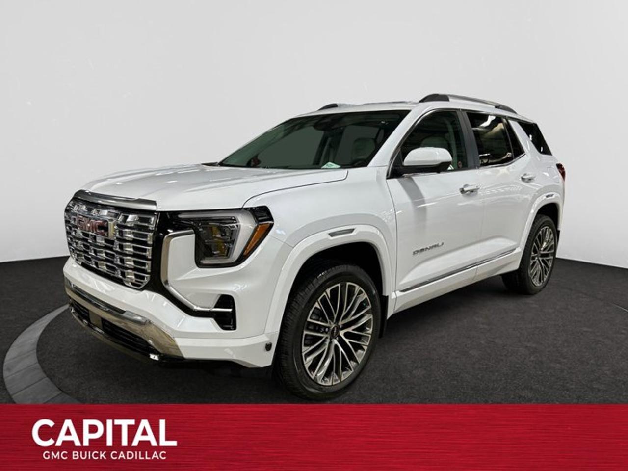 This 2026 GMC Terrain in Glacier White Tricoat is equipped with AWD and Turbocharged Gas I4 1.5L/-TBD- engine.From its striking C-shaped LED signature lighting to its stunning floating roof, this GMC Terrain has been refined on every level. With three distinctive options, every trim boasts its own distinctive grille that makes a lasting first impression and sets a bold tone for the rest of the vehicles exterior. Striking LED signature lighting on the taillamps complete Terrains bold design from front to back. Terrains interior seamlessly incorporates exterior design cues to create a cohesive look. Youll find a combination of bold styling, first-class comfort and plenty of space proving its as much about refinement as it is utility. Terrains interior features a standard leather wrapped steering wheel, real aluminum trim and soft-touch materials to enhance your driving experience and maximize comfort for both you and your passengers. A front-to-back flat load floor includes new fold-flat front-passenger and second-row seats so you can quickly go from accommodating people to utilizing every inch of cargo space. The GMC Terrain small SUV is engineered to meet the challenges drivers face every day  from various road surfaces to unexpected conditions. Advanced technology such as the Traction Select system allows you to switch between drive modes to make real-time adjustments based on those ever-changing driving situations. Terrain offers an available suite of intuitive driver-assist and safety technologies  so you can move with confidence in any direction.Key features of the Terrain Denali include: 252 hp 2.0L Turbocharged gas engine, LED Headlamps, Hands-free power Programmable Liftgate, Lane Change Alert with Side Blind Zone Alert, Available HD Surround Vision, New available Adaptive Cruise Control - Camera, New Available Front Pedestrian Braking, and Heated/Ventilated front seats.Check out this vehicles pictures, features, options and specs, and let us know if you have any questions. Helping find the perfect vehicle FOR YOU is our only priority.P.S...Sometimes texting is easier. Text (or call) 306-801-9090 for fast answers at your fingertips!Dealer License #914248Disclaimer: All prices are plus taxes & fees. See dealer for Details. Dealer Permit # 914248 See dealer for Details.