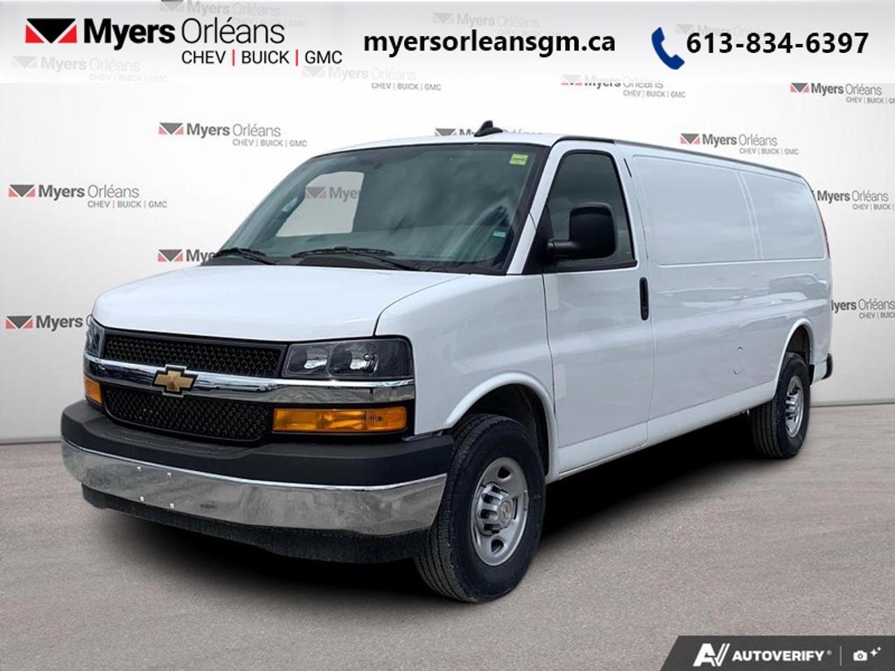 <b>GM Fleet approved businesses get an extra $7500 rebate from advertised price: ASK US HOW!!<br><br>Convenience Package, Remote Engine Start!<br> <br></b><br>  <br> <br>For more than 80 years, the Myers Automotive Group has brought exceptional vehicles and world-class service to drivers in the Ottawa area. Myers Orleans Chevrolet Buick GMC is proud to serve Greater Ottawa, and to continue the tradition of excellence that the Myers name is known for. We are your trusted and professional choice since 1942!<br> <br>Build your business on a strong foundation with this dependable Chevrolet Express. <br> <br>This Chevrolet Express Cargo is a full-size van with two seats and an expansive cargo area. If you want the capability of a truck, but need the cargo space provided by van, this Chevy Express is perfect fit for you. You can haul big payloads and or customize this Express to perfectly fit for your business needs.<br> <br>This Summit White van has an Automatic transmission and is powered by a 401HP 6.6L 8 Cylinder Engine. <br> <br> Our Express Cargo Vans trim level is 2500 155. This multipurpose cargo van includes 4G LTE capability, a large passenger-side door, air conditioning, power windows and door locks, 6 built-in tie down anchors in the cargo area, vinyl surfaces to make it easier to clean, a 120-volt power outlet, a rear-view camera, LED interior cargo lights, Stabilitrak and Tow Haul mode to change the transmission and engine settings when youre hauling a heavy load. This vehicle has been upgraded with the following features: Convenience Package, Remote Engine Start.<br><br> <br>To apply right now for financing use this link: <a href=https://www.myersorleansgm.ca/FinancePreQualForm target=_blank>https://www.myersorleansgm.ca/FinancePreQualForm</a><br><br> <br/> Weve discounted this vehicle $5000.   <br> Buy this vehicle now for the lowest bi-weekly payment of <b>$390.08</b> with $0 down for 84 months @ 4.99% APR O.A.C. ( Plus applicable taxes -  **Rebates may not be applicable on all purchase types [cash, lease, or finance]. Eligibility and conditions may vary. Please see dealer for full details and confirmation of eligibility.   ).  Incentives expire 2026-06-01.  See dealer for details. <br> <br>At Myers Orleans Chevrolet, youll find an impressive inventory of brand-new Chevrolet, Buick, and GMC vehicles. But we dont stop there! We also offer an amazing array of gently-used cars, trucks, and SUVs from Chevrolet, as well as a selection of alternate-brand used vehicles from some of Canadas favourite auto makers. When you choose to shop with Myers, youre not limited to what you can find on our well-appointed lot. Youve got the resources of an entire automotive group at your fingertips! Our friendly, no-pressure sales team will go through your list of must-haves, and will match you with the vehicle from Myers that checks off all the right boxes.<br> Come by and check out our fleet of 30+ used cars and trucks and 190+ new cars and trucks for sale in Orleans.  o~o