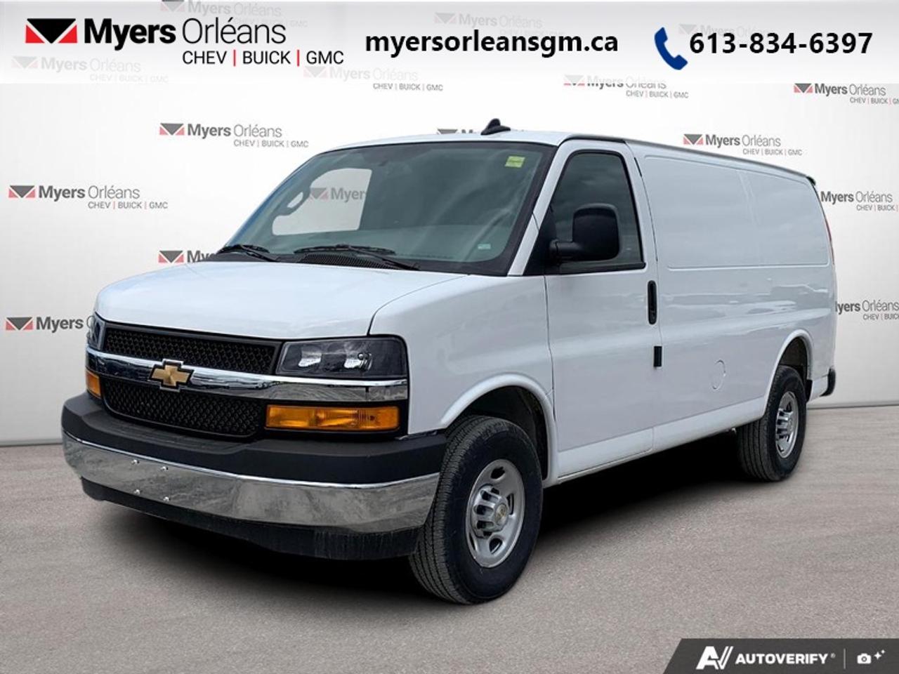 <b>GM Fleet approved businesses get an extra $7500 rebate from advertised price: ASK US HOW!!<br><br>Convenience Package, Remote Engine Start!<br> <br></b><br>  For more than 80 years, the Myers Automotive Group has brought exceptional vehicles and world-class service to drivers in the Ottawa area. Myers Orleans Chevrolet Buick GMC is proud to serve Greater Ottawa, and to continue the tradition of excellence that the Myers name is known for. We are your trusted and professional choice since 1942!<br> <br>Build your business on a strong foundation with this dependable Chevrolet Express.<br> <br>This Chevrolet Express Cargo is a full-size van with two seats and an expansive cargo area. If you want the capability of a truck, but need the cargo space provided by van, this Chevy Express is perfect fit for you. You can haul big payloads and or customize this Express to perfectly fit for your business needs.<br> <br>This Summit White van has an Automatic transmission and is powered by a 401HP 6.6L 8 Cylinder Engine. <br> <br> Our Express Cargo Vans trim level is 2500 135. This multipurpose cargo van includes 4G LTE capability, a large passenger-side door, air conditioning, power windows and door locks, 6 built-in tie down anchors in the cargo area, vinyl surfaces to make it easier to clean, a 120-volt power outlet, a rear-view camera, LED interior cargo lights, Stabilitrak and Tow Haul mode to change the transmission and engine settings when youre hauling a heavy load. This vehicle has been upgraded with the following features: Convenience Package, Remote Engine Start.<br><br> <br>To apply right now for financing use this link: <a href=https://www.myersorleansgm.ca/FinancePreQualForm target=_blank>https://www.myersorleansgm.ca/FinancePreQualForm</a><br> <br/>Weve discounted this vehicle $5000. <br> Buy this vehicle now for the lowest bi-weekly payment of <b>$373.89</b> with $0 down for 84 months @ 4.99% APR O.A.C. ( Plus applicable taxes - **Rebates may not be applicable on all purchase types [cash, lease, or finance]. Eligibility and conditions may vary. Please see dealer for full details and confirmation of eligibility. ). Incentives expire 2026-08-31. See dealer for details. <br><br>At Myers Orleans Chevrolet, youll find an impressive inventory of brand-new Chevrolet, Buick, and GMC vehicles. But we dont stop there! We also offer an amazing array of gently-used cars, trucks, and SUVs from Chevrolet, as well as a selection of alternate-brand used vehicles from some of Canadas favourite auto makers. When you choose to shop with Myers, youre not limited to what you can find on our well-appointed lot. Youve got the resources of an entire automotive group at your fingertips! Our friendly, no-pressure sales team will go through your list of must-haves, and will match you with the vehicle from Myers that checks off all the right boxes.<br> Come by and check out our fleet of 40+ used cars and trucks and 180+ new cars and trucks for sale in Orleans.  o~o