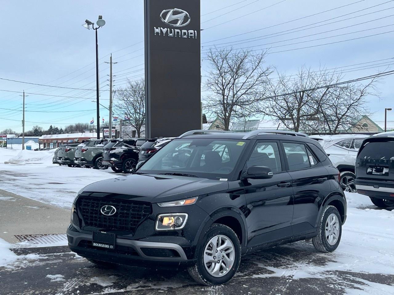 <p>Experience unparalleled driving comfort with the 2026 Hyundai Venue Preferred in a striking black exterior accompanied by a sleek front-wheel drive system. This SUV offers precise handling, ensuring a dynamic driving experience on any road.</p><p>The sharp styling and sophisticated black interior are matched with high-quality materials like a leather steering wheel and a leather/metal-look gear shifter. Equipped with modern conveniences such as heated mirrors and heated front seats, this vehicle is crafted for your ease and enjoyment.</p><p>Stay connected and confident with cutting-edge technology, including a backup camera, bluetooth connection, smart device integration, and advanced safety features like lane assist and brake assist. The heated steering wheel and remote start only add to the comfort and convenience, making every journey simpler and more enjoyable.</p><p>Perfect for urban explorers and small families who value style and functionality in their vehicle, the Venue blends technology and design seamlessly. Contact us today to learn more about how this new SUV can be yours!</p> <p><strong>Advertised Cash Purchase Price</strong> includes a $500 loyalty offer for eligible buyers. See dealer for complete details. Offer ends Jan 2, 2026. </p> <p><strong>Why Choose the Bourgeois Auto Group?</strong></p><p>For 80 years, Bourgeois Auto Group has been delivering exceptional automotive experiences. Our factor trained teams work to ensure you receive the shopping experience you deserve; whether you're looking for a new or new-to-you vehicle.</p><p>Shop 24/7 with our online showroom and chat service, ensuring convenience every step of the way. No hidden fees, full disclosure, and every pre-owned vehicle comes with a Carfax® report for peace of mind.</p><p>We offer a wide selection of pre-owned vehicles, all competitively priced using real-time market data. Get the best deal on your purchase and trade-in with our free Live Market Analysis report.</p><p>Looking to sell your car? We buy any make or modelno purchase required. Our simple to use online trade valuation tool will provide you with a clear, transparent selling experience whether you buy our car or not.</p><p>Backed by hundreds dedicated employees across 4 convenient locations, were here to meet all your automotive needs. Visit us in Midland or Parry Sound and explore our inventory or schedule your next service today.</p> <p><strong>Financing Your Next Vehicle with Bourgeois Midland Hyundai:</strong></p><p>At Bourgeois Midland Hyundai, we make financing your next vehicle simple and stress-free! Our team works with trusted lenders to find flexible options tailored to your budget. Drive away with confidenceapply today!</p><p>Take advantage of our online pre-qualification tool, backed by Equifax and TD Bank to find the payment that works for you. Simply <a href=https://www.bourgeoishyundai.com/pre-qualify-for-financing/ rel=nofollow><strong>CLICK HERE</strong></a> to use our secure online credit tool with no impact to your credit. </p>