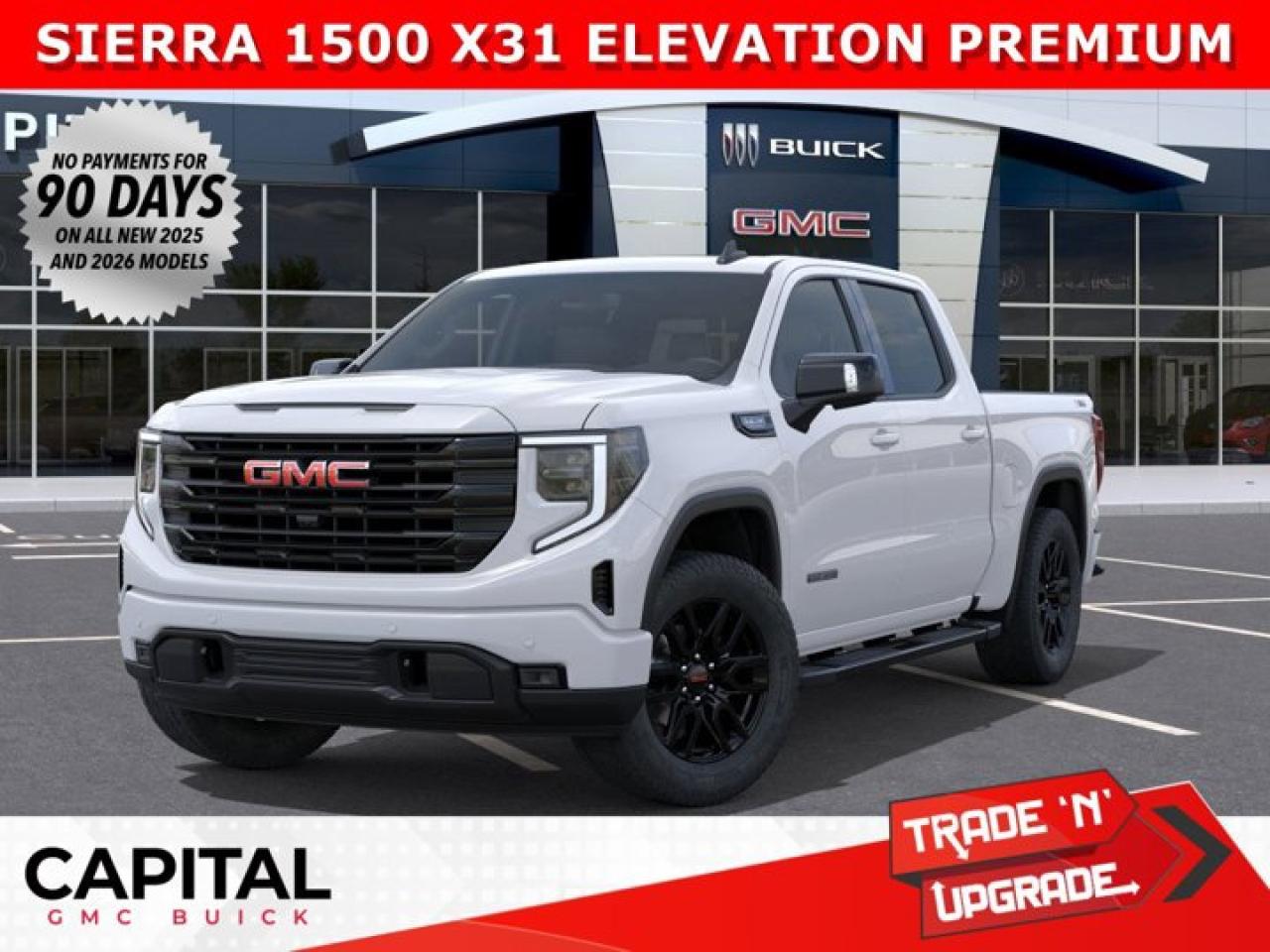 Take a look at this 2026 GMC SIERRA 1500 Elevation Premium Package... Fully Equipped with Power Sunroof, Elevation Black Package, Heated Leather BUCKET Seats, X31 Package, Dual Exhaust, Heated Steering, Adaptive Cruise Control, 360 CAM, 6 Assist Steps, MultiPro Tailgate, Integrated Brake Controller, Wireless Charger, Blind Zone monitoring, and so much more!Ask for the Internet Department for more information or book your test drive today! Text 825-445-0521 for fast answers at your fingertips!AMVIC Licensed Dealer - Licence Number B1044900Disclaimer: All prices are plus taxes and include all cash credits and loyalties. See dealer for details. AMVIC Licensed Dealer # B1044900