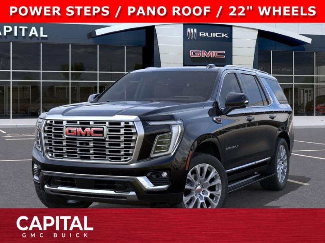 Check out this 2026 GMC YUKON DENALI... Fully equipped with options like Heated and Cooled Seats, Panoramic Sunroof, 22 INCH WHEELS, Power Assist Steps, Heated Steering, Adaptive Cruise Control, Blind Spot Monitoring, 360 CAM, 15 Heads-up Display, Premium Surround Sound, Heated Back Seats, Dual Exhaust, Hands Free Power Liftgate, Automatic Braking, Magnetic Ride Control and so much more... THE ULTIMATE SUVAsk for the Internet Department for more information or book your test drive today! Text 825-445-0521 for fast answers at your fingertips!AMVIC Licensed Dealer - Licence Number B1044900Disclaimer: All prices are plus taxes and include all cash credits and loyalties. See dealer for details. AMVIC Licensed Dealer # B1044900
