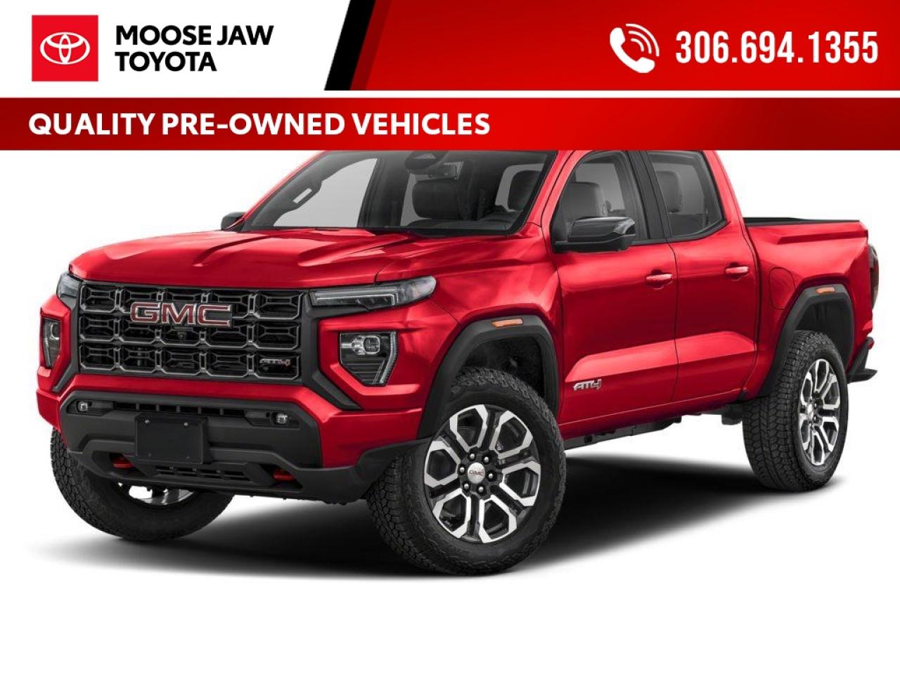 2024 GMC Canyon Crew Cab AT4
Low mileage and built for adventure. This Canyon AT4 delivers rugged off-road capability, premium comfort, and bold GMC styling.

Canyon AT4  Go beyond the pavement.
