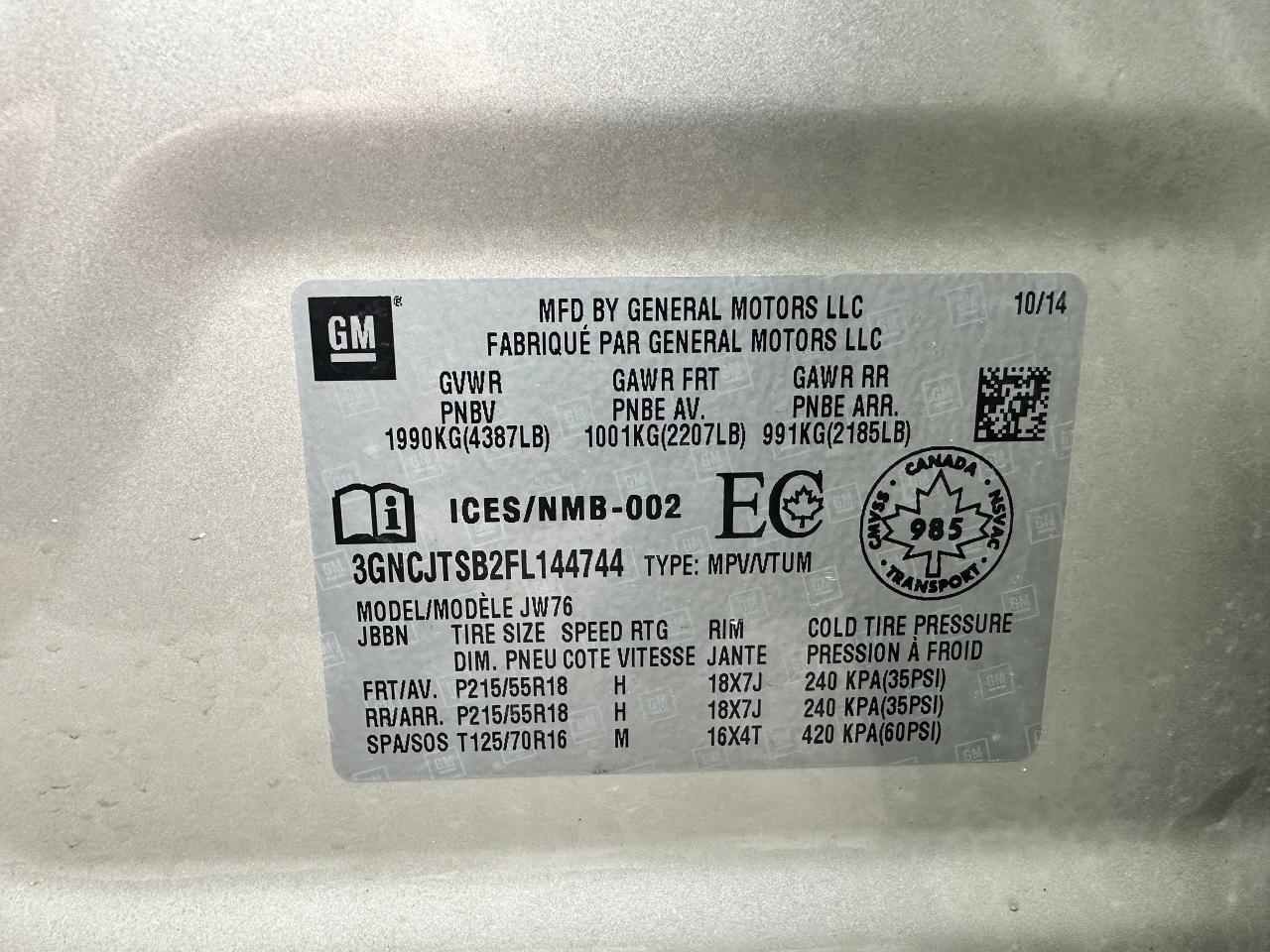 2015 Chevrolet Trax LTZ AWD Heated Leather Sunroof FM/XM BOSE RearCam Photo