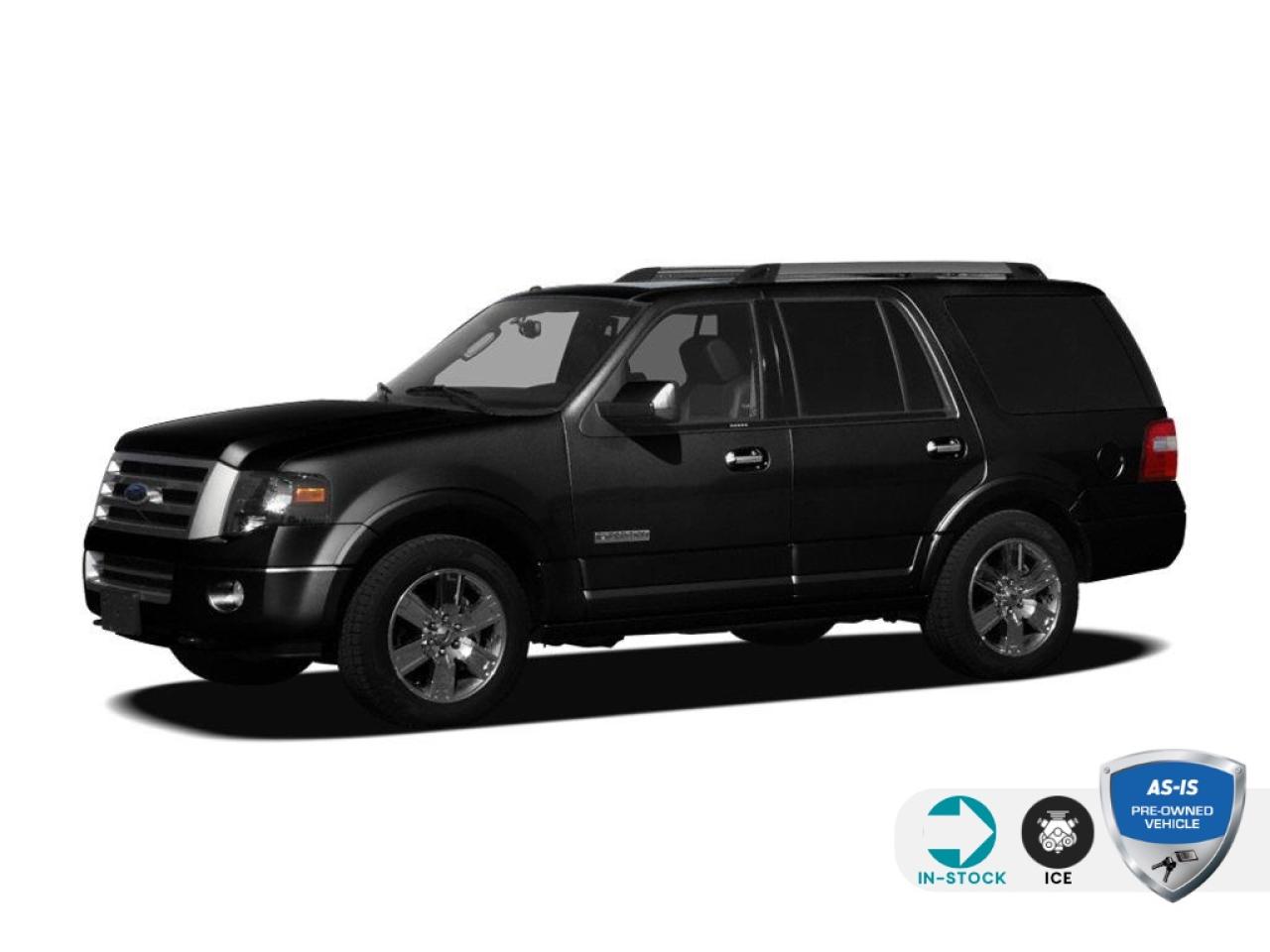 Recent Arrival! Odometer is 13032 kilometers below market average!<br><br>ACCIDENT FREE |, REMOTE START |, 4WD, Charcoal Black w/Heated & Cooled Perforated Leather Fr Bucket Seats, 20 Polished-Aluminum Wheels, 2nd Row Bucket Seats, 3.31 Axle Ratio, Adjustable pedals, Air Conditioning, Alloy wheels, Auto-dimming Rear-View mirror, Automatic temperature control, Block heater, Delay-off headlights, Exterior Parking Camera Rear, Floor Console, Front Bucket Seats, Front dual zone A/C, Front fog lights, Front reading lights, Fully automatic headlights, Garage door transmitter, GVWR: 3,402 kg (7,500 lb) Payload Package, Heated front seats, Heated rear seats, Illuminated entry, Leather Shift Knob, Leather steering wheel, Memory seat, Navigation System, Order Code 600A, Perforated Leather Front Bucket Seats, Power driver seat, Power Liftgate, Power moonroof, Power passenger seat, Power steering, Power windows, PowerCode Remote Start, Radio: AM/FM Stereo w/In-Dash Nav System, Rain sensing wipers, Rear air conditioning, Rear Parking Sensors, Rear window defroster, Rear window wiper, Remote keyless entry, Roof rack, Speed-Sensitive Wipers, Split folding rear seat, Steering wheel mounted audio controls, Variably intermittent wipers, Ventilated front seats.<br><br>This vehicle is part of our AS-TRADED inventory. Instead of sending this recent trade-in to a dealer auction, we are offering it to our retail customers first. This is a unique opportunity to purchase a vehicle exactly as it arrived.<br><br>The Wholesale Advantage:<br><br>  * Unbeatable Pricing: Priced 30-50%* *below typical market value because we have not added any reconditioning costs.<br>  * Raw & Uninspected: We have not performed a mechanical inspection. You are purchasing the vehicle in its original, untouched condition.<br>  * Mechanics Special: Ideal for DIY buyers or those with their own service connections who want to handle the work themselves.<br>  * Direct Access: You get the first opportunity to buy this local trade-in before it is offered to wholesalers.<br><br>See below for mandatory As-Is disclosure.<br><br><br>2011 Ford Expedition Limited LIMITED | NAV | REMOTE START | CAPT CHARIS LIMITED | NAV | REMOTE START | CAPT CHARIS 4D Sport Utility 5.4L V8 SOHC 24V 6-Speed Automatic with Overdrive 4WD<br><br>Reviews:<br>  * Owners report a smooth and comfortable highway ride, plenty of space for cargo, and sufficient passenger space for adults to relax and socialize with room to spare. With turbo power on tap, the Expeditions low-end torque is highly appreciated by owners who frequently tow a trailer. All-weather capability with proper tires is highly rated as well. Source: autoTRADER.ca<p></p>

<h4>AS-IS PRE-OWNED VEHICLE</h4>

<p>This vehicle is being sold AS-IS, unfit, not e-tested, and is not represented as being in roadworthy condition, mechanically sound or maintained at any guaranteed level of quality. The vehicle may not be fit for use as a means of transportation and may require substantial repairs at the purchasers expense. It may not be possible to register the vehicle to be driven in its current condition. This vehicle does not qualify for AutoIQs 7-Day Money Back Guarantee</p>

<p>The buyer of this vehicle will be responsible for all costs associated with passing a Ministry of Transportation Safety Inspection, which is needed to license a vehicle in the Province of Ontario. We are offering this vehicle at a reduced price, as the buyer will be responsible for all costs associated with making this vehicle roadworthy. We have not inspected this vehicle mechanically and do not know what repairs/costs are involved in getting it roadworthy. It may or may not have mechanical, cosmetic, safety and/or emissions issues. By allowing you to choose where and how you want the certifications completed, you have an opportunity to save money!</p>

<p>SPECIAL NOTE: This vehicle is reserved for AutoIQs retail customers only. Please, no dealer calls. Errors and omissions excepted.</p>

<p>*As-traded, specialty or high-performance vehicles are excluded from the 7-Day Money Back Guarantee Program (including, but not limited to Ford Shelby, Ford mustang GT, Ford Raptor, Chevrolet Corvette, Camaro 2SS, Camaro ZL1, V-Series Cadillac, Dodge/Jeep SRT, Hyundai N Line, all electric models)</p>