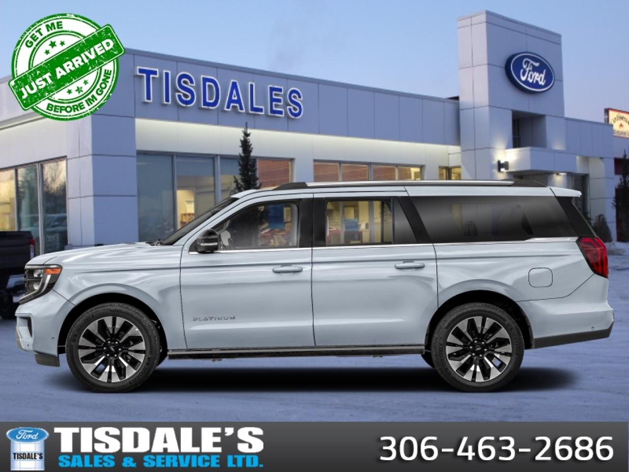 <b>Sunroof,  B&O Premium Audio,  Navigation,  Cooled Seats,  Heated Steering Wheel!</b><br> <br> <br> <br>Check out the large selection of new Fords at Tisdales today!<br> <br>The 2026 Ford Expedition blends strength, sophistication and modern utility into one distinctive SUV built to serve any mission. <br> <br>The 2026 Ford Expedition combines full-size capability, modern technology and versatile design to support whatever your day demands. Inside, the cabin features premium materials, thoughtful layout and seating built for comfort and convenience on every ride. With its confident presence, intelligent features and Fords reputation for capability, the Expedition delivers a luxury-level experience in an SUV built to go the distance.<br> <br>This Glacier Grey Metallic Tri-coat SUV has an Automatic transmission and is powered by a 400HP 3.5L V6 Cylinder Engine. <br> <br> Our Expeditions trim level is Platinum Max. This premium full-size SUV combines exceptional towing capability and trailer sway control with a luxurious, connected interior for modern families. Inside, youll find leather-trimmed heated and ventilated front captains chairs with memory settings, a heated leather steering wheel, dual-zone front and rear climate control, a panoramic Vista Roof, and power-folding third-row seating for eight. Tech-forward conveniences like SYNC with Google integration, wireless Apple CarPlay and Android Auto, B&O premium audio, adaptive cruise control with stop-and-go, blind-spot monitoring, lane-keeping assist, reverse brake assist, a 360° camera system, and smart device remote start ensure every journey is effortless and safe. This vehicle has been upgraded with the following features: Sunroof, B&O Premium Audio, Navigation, Cooled Seats, Heated Steering Wheel, Navigation, Power Liftgate.<br><br> View the original window sticker for this vehicle with this url <b><a href=http://www.windowsticker.forddirect.com/windowsticker.pdf?vin=1FMJK1M88TEA09228 target=_blank>http://www.windowsticker.forddirect.com/windowsticker.pdf?vin=1FMJK1M88TEA09228</a></b>.<br> <br>To apply right now for financing use this link: <a href=http://www.tisdales.com/shopping-tools/apply-for-credit.html target=_blank>http://www.tisdales.com/shopping-tools/apply-for-credit.html</a><br><br> <br/>    5.49% financing for 84 months. <br> Buy this vehicle now for the lowest bi-weekly payment of <b>$760.18</b> with $0 down for 84 months @ 5.49% APR O.A.C. ( Plus applicable taxes -  $699 administration fee included in sale price.    / Federal Luxury Tax of $2462.00 included.).  Incentives expire 2026-02-02.  See dealer for details. <br> <br>Tisdales is not your standard dealership. Sales consultants are available to discuss what vehicle would best suit the customer and their lifestyle, and if a certain vehicle isnt readily available on the lot, one will be brought in. o~o