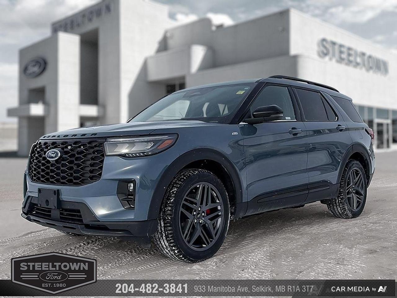 <b>BlueCruise,  Navigation,  B&O Audio,  360 Camera,  Remote Start!</b><br> <br> We value your TIME, we wont waste it or your gas is on us!   We offer extended test drives and if you cant make it out to us we will come straight to you!<br><br><br> <br>Treat your family to refined luxury and comfort in this capable 2025 Ford Explorer. This 2025 Ford Explorer is for sale today in Selkirk. <br> <br>This Ford Explorer is the ultimate lifestyle vehicle with plenty of style and space for all of your passengers and cargo. It has the hauling capabilities of a midsize SUV combined with strong off-road capabilities. Whether your next family adventure is to the grocery store or over a high mountain pass, the Ford Explorer was built to get you there with ease. This SUV has 36,396 km. Its Blue in colour and is completely accident free based on the <a href=https://vhr.carfax.ca/?id=Q49yt+qKNatuPh1/jXe0ZLcFSaa+O/Gk target=_blank>CARFAX Report</a>. It has an Automatic transmission and is powered by a 300HP 2.3L 4 Cylinder Engine. <br> <br> Our Explorers trim level is ST-Line. This Explorer ST-Line steps things up with BlueCruise 1.2, inbuilt navigation, Bang & Olufsen audio, an aerial view camera system and a heated steering wheel. Also standard include 20 aluminum wheels, FordPass Connect 5G mobile hotspot internet access, adaptive cruise control, smart device remote engine start, and a power liftgate for rear cargo access. On the inside, occupants are treated to heated front seats, voice-activated dual-zone climate control, and a 13.2-inch infotainment screen with wireless Apple CarPlay and Android Auto. Safety features also include lane keep assist with lane departure warning, collision mitigation, automatic emergency braking, evasion assist, and rear parking sensors. This vehicle has been upgraded with the following features: BlueCruise, Navigation, B&O Audio, 360 Camera, Remote Start, Heated Steering Wheel, Heated Seats.<br> To view the original window sticker for this vehicle view this <a href=http://www.windowsticker.forddirect.com/windowsticker.pdf?vin=1FMUK8KH9SGA60653 target=_blank>http://www.windowsticker.forddirect.com/windowsticker.pdf?vin=1FMUK8KH9SGA60653</a>. <br/><br> <br>To apply right now for financing use this link: <a href=http://www.steeltownford.com/?https://CreditOnline.dealertrack.ca/Web/Default.aspx?Token=bf62ebad-31a4-49e3-93be-9b163c26b54c&La target=_blank>http://www.steeltownford.com/?https://CreditOnline.dealertrack.ca/Web/Default.aspx?Token=bf62ebad-31a4-49e3-93be-9b163c26b54c&La</a><br><br> <br/><br>Family owned and operated in Selkirk for 35 Years.  <br>Steeltown Ford is located just 20 minutes North of the Perimeter Hwy, with an onsite banking center that offers free consultations. <br>Ask about our special dealer rates available through all major banks and credit unions.<br><br><br>Steeltown Ford Protect Plus includes:<br>- Life Time Tire Warranty <br>Cars cost less in Selkirk <br><br>Dealer Permit # 1039<br><br><br> Come by and check out our fleet of 110+ used cars and trucks and 150+ new cars and trucks for sale in Selkirk.  o~o