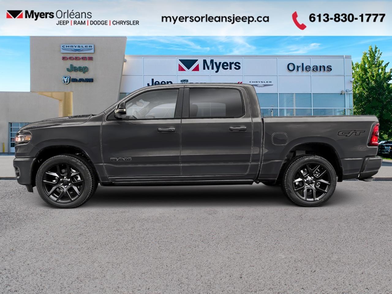 <b>Leather Seats, Night Edition, Sport Performance Hood!</b><br> <br> Experience the perfect balance of power and luxury in the 2026 Ram 1500, built to handle every job with style. <br> <br>The Ram 1500s unmatched luxury transcends traditional pickups without compromising its capability. Loaded with best-in-class features, its easy to see why the Ram 1500 is so popular. With the most towing and hauling capability in a Ram 1500, as well as improved efficiency and exceptional capability, this truck has the grit to take on any task.<br> <br>This Diamond Black Crystal Pearl Crew Cab 4X4 pickup has an Automatic transmission and is powered by a 420HP 3.0L Straight 6 Cylinder Engine. <br> <br> Our 1500s trim level is Sport. This Ram 1500 in Sport trim rewards you with front heated seats, a leather-wrapped heated steering wheel, a 360 camera system, a 10-speaker Alpine audio, and a 12-inch infotainment screen with inbuilt navigation, Apple CarPlay and Android Auto, and 4G LTE Wi-Fi hotspot. Additional features include class IV towing equipment, aluminum wheels, power adjustable pedals, intersection collision assist, evasion assist, lane keep assist with lane departure warning, and even more! This vehicle has been upgraded with the following features: Leather Seats, Night Edition, Sport Performance Hood.<br><br> View the original window sticker for this vehicle with this url <b><a href=http://www.chrysler.com/hostd/windowsticker/getWindowStickerPdf.do?vin=3C6SRFVP5T4163601 target=_blank>http://www.chrysler.com/hostd/windowsticker/getWindowStickerPdf.do?vin=3C6SRFVP5T4163601</a></b>.<br> <br>To apply right now for financing use this link: <a href=https://www.myersorleansjeep.ca/apply-for-financing/ target=_blank>https://www.myersorleansjeep.ca/apply-for-financing/</a><br><br> <br/> Total  rebate of $8250 is reflected in the price.   4.99% financing for 96 months. <br> Buy this vehicle now for the lowest weekly payment of <b>$238.21</b> with $0 down for 96 months @ 4.99% APR O.A.C. ( Plus applicable taxes -  **Rebates may not be applicable on all purchase types [cash, lease, or finance]. Eligibility and conditions may vary. Please see dealer for full details and confirmation of eligibility.   / Total Obligation of $99095  ).  Incentives expire 2026-02-02.  See dealer for details. <br> <br>The road to new driving experiences begins in our inventory, where youll find an incredible array of brand-new cars, trucks, minivans, and SUVs, including two of our bestselling models, the Dodge Ram 1500 and the Dodge Grand Caravan. If you want to know what the cutting edge of automotive technology looks like, all you have to do is visit Myers Orleans Jeep! Each model comes loaded with the convenient features and cool technology that help make every trip memorable. Looking for additional everyday luxury at a price thats incredibly wallet-friendly? Choose from our selection of quality pre-owned models! If you can think of a road, our friendly and knowledgeable sales team will help you find the perfect vehicle to drive it.<br><br>We may be a well-established dealership thats been part of the community for many years, but that doesnt mean were stuck in the past! At Myers Orleans Jeep, were proud to provide a fresh, modern approach to car buying. Using our array of online tools, you can browse our extensive inventory, schedule a service appointment, order parts, and even apply for credit from wherever youve got a connection. Our goal is to create relationships that will last, and we know that the best way to do this is by providing a dealership experience thats based on honesty, transparency, trust, and a commitment to customers. Stop by today and discover all the ways we go above and beyond for you.<br><br> Come by and check out our fleet of 50+ used cars and trucks and 70+ new cars and trucks for sale in Orleans.  o~o