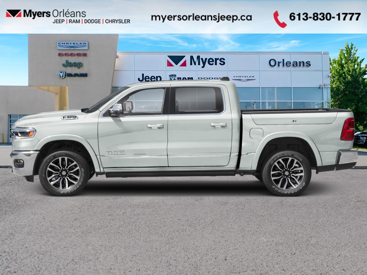 <b>Night Edition, Sunroof, Leather Seats, Bed Utility Group!</b><br> <br> Built tough yet crafted for comfort, the 2026 Ram 1500 sets a new standard for modern pickup performance. <br> <br>The Ram 1500s unmatched luxury transcends traditional pickups without compromising its capability. Loaded with best-in-class features, its easy to see why the Ram 1500 is so popular. With the most towing and hauling capability in a Ram 1500, as well as improved efficiency and exceptional capability, this truck has the grit to take on any task.<br> <br>This Ivory Tri-Coat Pearl Crew Cab 4X4 pickup has an Automatic transmission and is powered by a 540HP 3.0L Straight 6 Cylinder Engine. <br> <br> Our 1500s trim level is Limited. A power tailgate, power running boards, power-adjustable pedals and auto-leveling suspension are among the great upgrades you enjoy in this Ram 1500 Limited. Also standard include ventilated and heated front and rear seats, massaging front seats, leather upholstery, a heated leather steering wheel, a 19-speaker harman/kardon audio system, and a 12-inch infotainment screen powered by Uconnect 5W with inbuilt navigation, Apple CarPlay, Android Auto and 4G LTE Wi-Fi hotspot. Additional features include class IV towing equipment, a trailer wiring harness, front and rear parking sensors, blind spot detection, lane keeping assist with lane departure warning, remote start, adaptive cruise control, and even more! This vehicle has been upgraded with the following features: Night Edition, Sunroof, Leather Seats, Bed Utility Group.<br><br> View the original window sticker for this vehicle with this url <b><a href=http://www.chrysler.com/hostd/windowsticker/getWindowStickerPdf.do?vin=1C6SRFHP2TN303511 target=_blank>http://www.chrysler.com/hostd/windowsticker/getWindowStickerPdf.do?vin=1C6SRFHP2TN303511</a></b>.<br> <br>To apply right now for financing use this link: <a href=https://www.myersorleansjeep.ca/apply-for-financing/ target=_blank>https://www.myersorleansjeep.ca/apply-for-financing/</a><br><br> <br/> Total  rebate of $11500 is reflected in the price.   4.99% financing for 96 months. <br> Buy this vehicle now for the lowest weekly payment of <b>$308.32</b> with $0 down for 96 months @ 4.99% APR O.A.C. ( Plus applicable taxes -  **Rebates may not be applicable on all purchase types [cash, lease, or finance]. Eligibility and conditions may vary. Please see dealer for full details and confirmation of eligibility.   / Total Obligation of $127310   / Federal Luxury Tax of $952.00 included.).  Incentives expire 2026-02-02.  See dealer for details. <br> <br>The road to new driving experiences begins in our inventory, where youll find an incredible array of brand-new cars, trucks, minivans, and SUVs, including two of our bestselling models, the Dodge Ram 1500 and the Dodge Grand Caravan. If you want to know what the cutting edge of automotive technology looks like, all you have to do is visit Myers Orleans Jeep! Each model comes loaded with the convenient features and cool technology that help make every trip memorable. Looking for additional everyday luxury at a price thats incredibly wallet-friendly? Choose from our selection of quality pre-owned models! If you can think of a road, our friendly and knowledgeable sales team will help you find the perfect vehicle to drive it.<br><br>We may be a well-established dealership thats been part of the community for many years, but that doesnt mean were stuck in the past! At Myers Orleans Jeep, were proud to provide a fresh, modern approach to car buying. Using our array of online tools, you can browse our extensive inventory, schedule a service appointment, order parts, and even apply for credit from wherever youve got a connection. Our goal is to create relationships that will last, and we know that the best way to do this is by providing a dealership experience thats based on honesty, transparency, trust, and a commitment to customers. Stop by today and discover all the ways we go above and beyond for you.<br><br> Come by and check out our fleet of 50+ used cars and trucks and 70+ new cars and trucks for sale in Orleans.  o~o