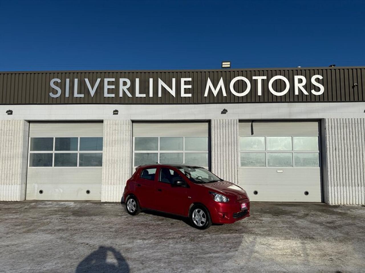 ***WHY BUY FROM SILVERLINE?***

*FINANCING AVAILABLE*

*CLEAN TITLE ONLY*

*TRADE-INS WELCOME*

*7 DAY INSURANCE*

*3 MONTH WARRANTY/5000KM LIMITED POWERTRAIN WARRANTY*

*MB SAFETY*

*NATIONWIDE DELIVERY AVAILABLE*

*D#4140* ****

****FUEL EFFICIENCY AT A LOW COST IS HERE! MITSUBISHI MIRAGE, AUTOMATIC, POWER WINDOWS AND LOCKS, BLUETOOTH, POWER MIRRORS, POWER WINDOWS, AM FM CD, AC, 4 DOOR HATCHBACK, REAR FOLDING SEAT, CLEAN TITLE, NEW TIRES, ALL NEW BRAKES, WILL BE SOLD WITH FRESH OIL CHANGE, AND CLEANED UP!



*****VALUE PRICED AT $7,991+TAX, WARRANTY INCLUDED******

*****VIEW AT SILVERLINE MOTORS, 1601 NIAKWA RD EAST******

*****CALL/TEXT 204-509-0008*****



INSTALLED FEATURES: Air filtration, Front air conditioning: automatic climate control, Front air conditioning zones: single, Airbag deactivation: occupant sensing passenger, Front airbags: dual, Knee airbags: driver, Side airbags: front, Side curtain airbags: front / rear, Antenna type: mast, Auxiliary audio input: iPod/iPhone / USB, In-Dash CD: MP3 Playback / single disc, Radio: AM/FM, Total speakers: 4, Watts: 140, ABS: 4-wheel, Braking assist, Electronic brakeforce distribution, Front brake type: ventilated disc, Power brakes, Rear brake type: drum, Floor mat material: carpet, Floor mats: front / rear, Interior accents: chrome, Steering wheel trim: urethane, Assist handle: front, Cargo area light, Cargo cover, Center console, Cupholders: 2 / front, Multi-function remote: keyless entry / panic alarm, One-touch windows: 1, Power outlet(s): 12V, Power steering, Power windows: lockout button, Reading lights: front, Rearview mirror: manual day/night, Steering wheel: tilt, Storage: door pockets, Vanity mirrors: driver, Door handle color: body-color, Front bumper color: body-color, Mirror color: body-color, Rear bumper color: body-color, Rear spoiler: lip, Rear spoiler color: body-color, Rear trunk/liftgate: liftgate, Window trim: black, Clock, Fuel economy display: MPG / range, Gauge: tachometer, Multi-function display, Trip odometer, Warnings and reminders: coolant temperature warning / lamp failure / low fuel level / low oil pressure, Headlights: auto off / halogen, Side mirror adjustments: manual folding / power, Alternator: 85 amps, Child safety door locks, Child seat anchors: LATCH system, Crumple zones: front, Front seatbelts: 3-point, Rear seatbelts: 3-point, Seatbelt force limiters: front, Seatbelt pretensioners: front, Seatbelt warning sensor: front, Driver seat manual adjustments: 4 / reclining, Front headrests: 2 / adjustable, Front seat type: bucket, Passenger seat manual adjustments: 4 / reclining, Rear headrests: 2 / adjustable, Rear seat folding: split, Rear seat type: 60-40 split bench, Upholstery: cloth, Anti-theft system: vehicle immobilizer, Power door locks, Hill holder control, Stability control, Traction control, Front shock type: gas, Front spring type: coil, Front stabilizer bar, Front struts: MacPherson, Front suspension classification: independent, Front suspension type: lower control arms, Rear shock type: gas, Rear suspension classification: semi-independent, Rear suspension type: torsion beam, Spare tire mount location: inside, Spare tire size: temporary, Spare wheel type: steel, Tire Pressure Monitoring System, Wheel covers: full, Wheels: steel, Front wipers: variable intermittent, Liftgate window: fixed, Power windows, Rear wiper: intermittent / with washer, Window defogger: rear