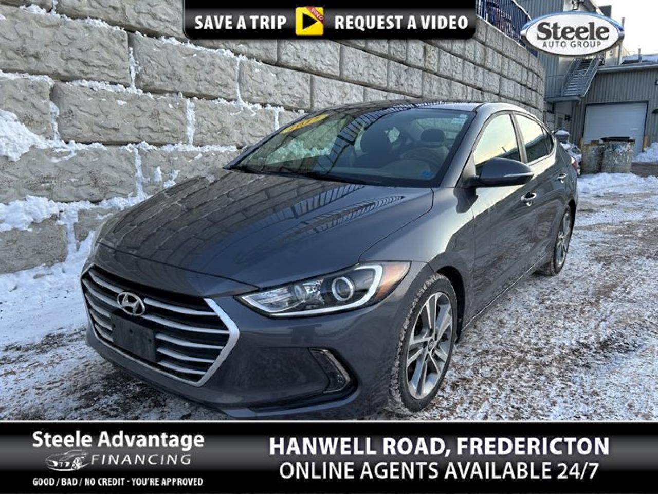 Leather, Back-Up Camera, Market Value Pricing, Bluetooth, Local Trade, Fresh MVI, 6 Speakers, Air Conditioning, Alloy wheels, AppLink/Apple CarPlay and Android Auto, Automatic temperature control, Front dual zone A/C, Heated front seats, Heated rear seats, Heated steering wheel, Power moonroof, Power steering, Power windows, Rear window defroster, Remote keyless entry, Speed control, Steering wheel mounted audio controls. Recent Arrival! 6-Speed Automatic with Overdrive FWD New Price! 2.0L I4 MPI DOHC 16V ULEV II 147hp 4D Sedan2017 Hyundai Elantra GLSAwards:* Canadian Car of the Year AJACs Best New Small Car Reviews:* Owners report a comfortable and durable driving feel, solid ride quality on even rougher roads, good feature content for the dollar, and an upscale look and feel to the interior and driving environment. The touchscreen infotainment system is highly rated for effectiveness and ease of use. Source: autoTRADER.caAre you in need of a trustworthy auto dealership that can deliver comprehensive financing solutions for your next car, irrespective of your credit situation? Look no further than Fredericton Hyundai. Proudly being a part of the Steele Auto Group, Atlantic Canadas most extensive automobile network with an array of 28 distinctive vehicle brands spread across 58 locations (and growing) throughout New Brunswick, Nova Scotia, and PEI, we offer a diverse selection of sought-after mainstream automotive brands. At Fredericton Hyundai, we are fully aware that life doesnt always go according to plan, and unfortunate circumstances can befall the best of us. With this understanding in mind, we extend financing solutions to clients across the credit spectrum via our Steele Advantage Financing program. This unique initiative liaises with more than 20 esteemed financial institutions to secure the optimal financing arrangement for our customers. Regardless of whether you boast an impeccable credit record or are battling with credit issues, Fredericton Hyundai and the Steele Auto Group bring a wealth of knowledge and resources to assist you in securing the ideal vehicle and finance package. Coupled with our convenient door-to-door delivery services and unwavering dedication to superior customer service, Fredericton Hyundai and the Steele Auto Group solidify their position as your premier automotive solution provider in New Brunswick, Nova Scotia, and PEI.
