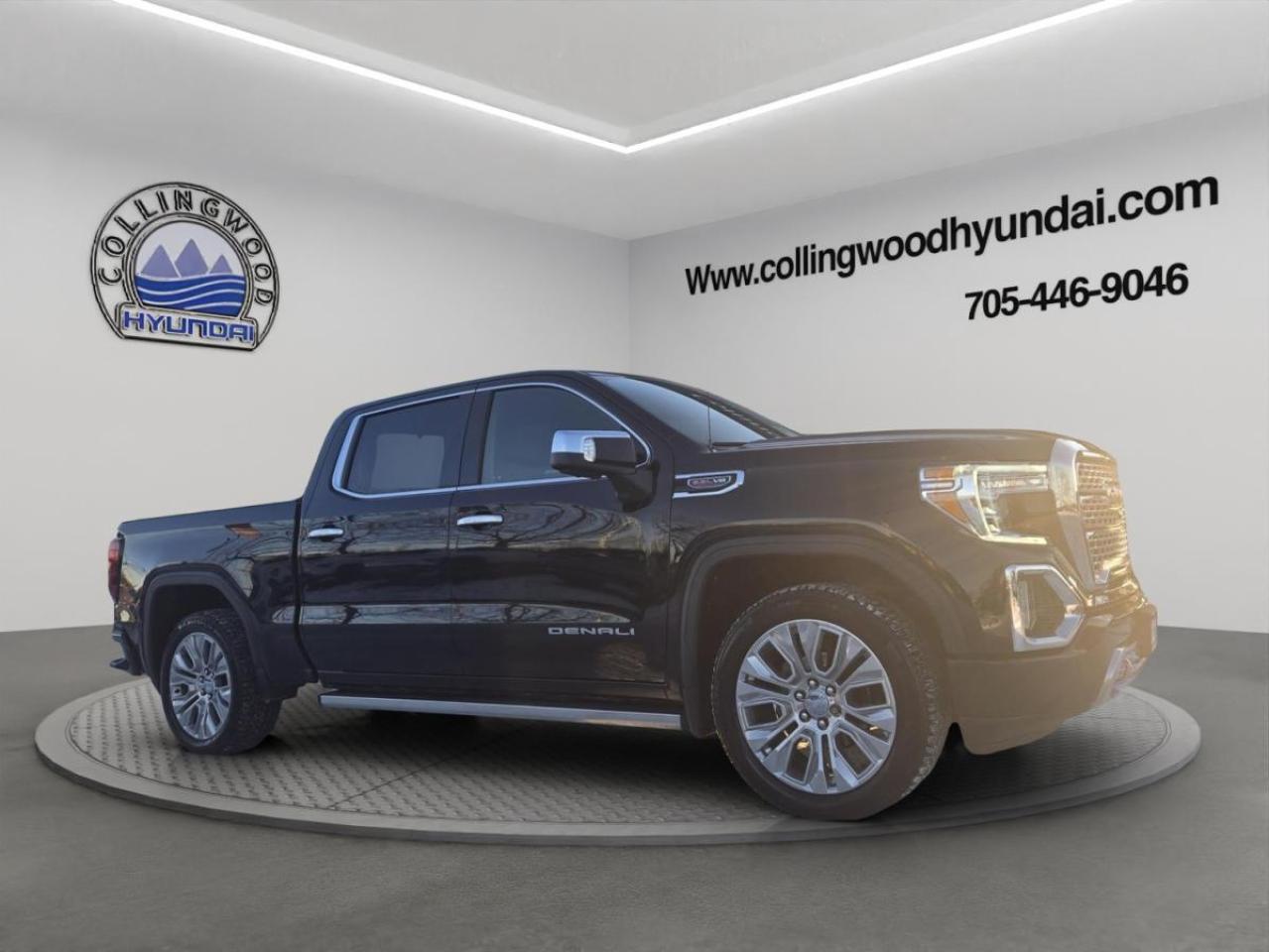 Collingwood Hyundai   Exceptional Value on a Fully Loaded Pickup

Meet the ultimate expression of power, refinement and versatility: this 2021 GMC Sierra 1500 Denali Ultimate   draped in sleek Onyx Black exterior with matching Black interior   is the full-size pickup redefined. Whether hauling heavy loads or cruising in comfort, this truck delivers with presence and poise.
/  Premium Luxury Meets Serious Capability

Full-size presence & commanding performance   Backed by a strong V8 heart, this Sierra delivers the kind of grunt and towing muscle that shifts heavy loads, cruises long distances or tackles rugged conditions with total confidence. 
Car and Driver
+2
Edmunds
+2

4WD, 10-Speed Automatic + Trailering-Ready Gear   With 4WD, 10-speed auto and full trailering package (including trailer brake controller, hitch-view and in-vehicle trailering app), this Sierra is ready for work, travel or weekend adventures. 
bobjohnsonchevywest.com
+2
Automotive Avenues
+2

Loaded Denali Ultimate trim features   Expect luxury touches like MultiPro power-steps, power sunroof, ventilated & heated leather seats, wireless charging, 4G LTE Wi-Fi hotspot capability, and more   giving you comfort and convenience every mile. 
GMC Newsroom
+2
CRABTREE BUICK-GMC, INC.
+2

Advanced Tech & Safety   Loaded with driver assistance and safety gear: adaptive cruise control, lane-keep assist, forward collision alert, rear cross-traffic alert, 360° / HD cameras (including bed & trailer-view), rear-view mirror camera, automatic high beams, and much more. 
GM Authority
+2
bobjohnsonchevywest.com
+2

Multi-function Cargo & Convenience   Featuring GMCs signature MultiPro Tailgate for flexibility, spray-on bedliner, power outlets (120V in bed / instrument panel), rear sliding window with defogger   perfect for hauling, work, or play. 
bobjohnsonchevywest.com
+1

 Who This Truck Is Perfect For

Drivers who want a luxury SUV feel in a tough full-size pickup   ideal for those who want to tow, haul, or adventure without sacrificing refinement.

Buyers needing serious towing/hauling capability yet still want everyday comfort and premium features.

Anyone desiring a statement vehicle   the all-black look with Denali styling delivers presence wherever you go.<p>Collingwood Hyundai   Exceptional Value on a Fully Loaded Pickup

Meet the ultimate expression of power</p>
<p> refinement and versatility: this 2021 GMC Sierra 1500 Denali Ultimate   draped in sleek Onyx Black exterior with matching Black interior   is the full-size pickup redefined. Whether hauling heavy loads or cruising in comfort</p>
<p> this truck delivers with presence and poise.
/  Premium Luxury Meets Serious Capability

Full-size presence & commanding performance   Backed by a strong V8 heart</p>
<p> cruises long distances or tackles rugged conditions with total confidence. 
Car and Driver
+2
Edmunds
+2

4WD</p>
<p> travel or weekend adventures. 
bobjohnsonchevywest.com
+2
Automotive Avenues
+2

Loaded Denali Ultimate trim features   Expect luxury touches like MultiPro power-steps</p>
<p> INC.
+2

Advanced Tech & Safety   Loaded with driver assistance and safety gear: adaptive cruise control</p>
<p> and much more. 
GM Authority
+2
bobjohnsonchevywest.com
+2

Multi-function Cargo & Convenience   Featuring GMCs signature MultiPro Tailgate for flexibility</p>
<p> or play. 
bobjohnsonchevywest.com
+1

 Who This Truck Is Perfect For

Drivers who want a luxury SUV feel in a tough full-size pickup   ideal for those who want to tow</p>
<p> or adventure without sacrificing refinement.

Buyers needing serious towing/hauling capability yet still want everyday comfort and premium features.

Anyone desiring a statement vehicle   the all-black look with Denali styling delivers presence wherever you go.</p>