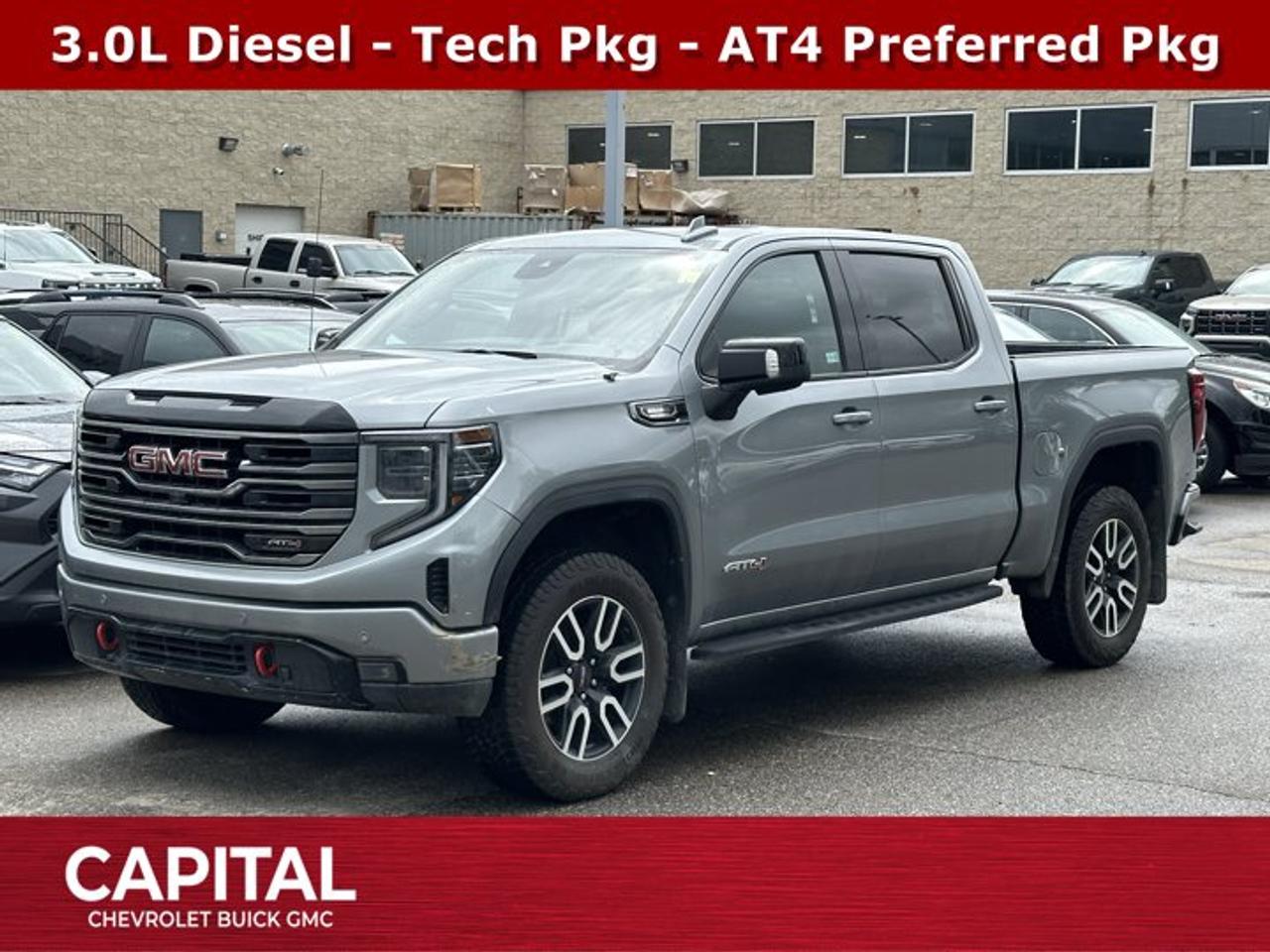 Recent Arrival!Ask for the Internet Department for more information or book your test drive today! Call 403-256-4960 for fast answers at your fingertips! Disclaimer: All prices are plus taxes. See dealer for details. AMVIC Licensed Dealer # B2020028.2025 Sierra 1500 10-Speed Automatic 4WD Sierra 1500 AT4, 3.0L I6, AT4 Preferred Package, Bed View Camera, Heated front seats, Heated rear seats, Multi-Colour 15 Diagonal Head-Up Display, Power Sliding Rear Window w/Rear Defogger, Rear Camera Mirror, Remote Vehicle Starter System, Technology Package, Universal Home Remote, Ventilated front seats, Wheels: 20 x 9 Machined Aluminum.