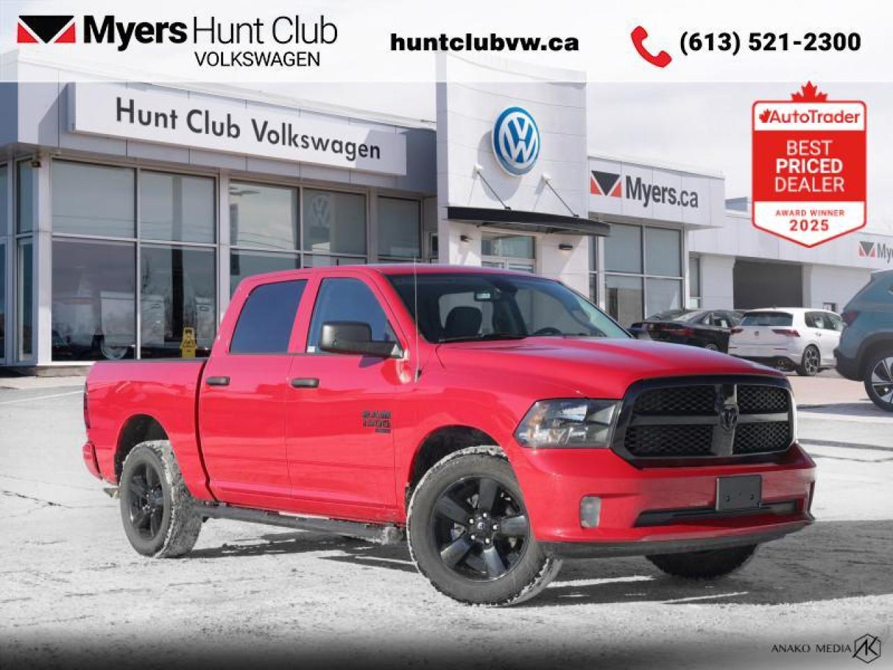 This Ram 1500 Classic is a top contender in the full-size pickup segment thanks to a winning combination of a strong powertrain, a smooth ride and a well-trimmed cabin. This 2023 Ram 1500 Classic is for sale today in Gloucester. <br> <br>The reasons why this Ram 1500 Classic stands above its well-respected competition are evident: uncompromising capability, proven commitment to safety and security, and state-of-the-art technology. From its muscular exterior to the well-trimmed interior, this 2023 Ram 1500 Classic is more than just a workhorse. Get the job done in comfort and style while getting a great value with this amazing full-size truck. This Crew Cab 4X4 pickup has 57,799 km. Its Flame Red in colour. It has an Automatic transmission and is powered by a 3.6L V6 24V MPFI DOHC engine.<br> To view the original window sticker for this vehicle view this <a href=http://www.chrysler.com/hostd/windowsticker/getWindowStickerPdf.do?vin=1C6RR7KGXPS533222 target=_blank>http://www.chrysler.com/hostd/windowsticker/getWindowStickerPdf.do?vin=1C6RR7KGXPS533222</a>. <br/><br> <br>To apply right now for financing use this link: <a href=https://www.huntclubvw.com/requests/credit.html target=_blank>https://www.huntclubvw.com/requests/credit.html</a><br><br> <br/><br>At Myers Hunt Club Volkswagen, our focus is customers like you. Our dedicated service, parts, and sales team are here to make your automotive experience a special one. We are very proud of our achievements and awards over the last 25 years and are committed to providing the same great service to our present and future customers. If youre looking for a vehicle, Myers Hunt Club Volkswagen is your destination for new, used, and certified pre-owned Volkswagen vehicles as well as other makes and models. Whatever your needs, we can help you here at Myers Hunt Club Volkswagen. </br><br> Come by and check out our fleet of 80+ used cars and trucks and 90+ new cars and trucks for sale in Gloucester.  o~o