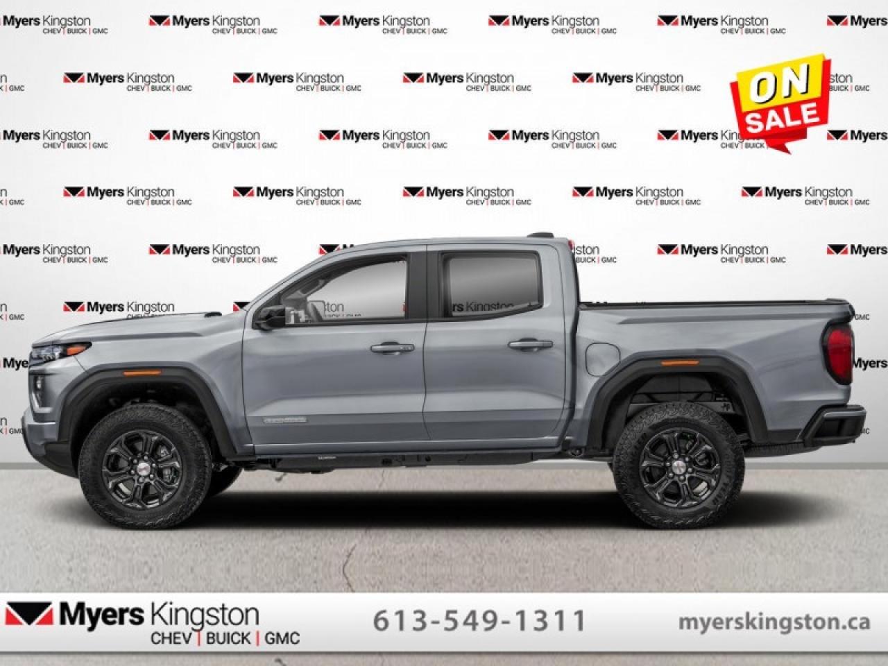 <b>Off-Road Suspension,  Apple CarPlay,  Android Auto,  Remote Keyless Entry,  Lane Keep Assist!</b><br> <br> This iconic midsize truck offers exceptional versatility and robust build quality. <br> <br>Aimed at shoppers who desire the capability of a traditional pickup without the compromise of a full-size truck, this 2025 GMC Canyon is ready to take on whatever you throw at it. From work-site duties to intense off-road sessions, this Canyon is sure to never skip a beat!<br> <br>This Sterling Metallic Crew Cab 4X4 pickup has an Automatic transmission and is powered by a 310HP 2.7L 4 Cylinder Engine. <br> <br> Our Canyons trim level is Elevation. This rugged truck features a comprehensive off-roading package with factory-lifted suspension, front recovery hooks and off-road performance display, along with great standard features such as a vivid 11.3-inch diagonal infotainment screen with Apple CarPlay and Android Auto, remote keyless entry, air conditioning, and a 6-speaker audio system. Safety features include automatic emergency braking, front pedestrian braking, lane keeping assist with lane departure warning, Teen Driver, and forward collision alert with IntelliBeam high beam assist. This vehicle has been upgraded with the following features: Off-Road Suspension, Apple CarPlay, Android Auto, Remote Keyless Entry, Lane Keep Assist, Cruise Control.<br><br> <br>To apply right now for financing use this link: <a href=https://www.taylorautomall.com/finance/apply-for-financing/ target=_blank>https://www.taylorautomall.com/finance/apply-for-financing/</a><br><br> <br/> Weve discounted this vehicle $3000. See dealer for details. <br> <br>HST, licensing, and Federal luxury tax (if applicable) are extra. <br><br> Come by and check out our fleet of 30+ used cars and trucks and 180+ new cars and trucks for sale in Kingston.  o~o