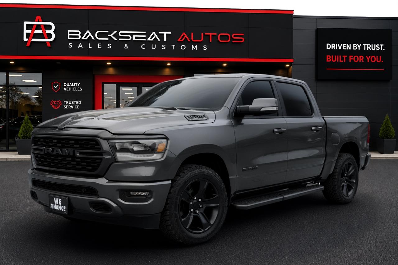 <p> 2022 Ram 1500 4x4 5.7 Bed Drive With Confidence [GUARANTEED FINANCING]</p><p>Looking for a truck thats reliable, sporty, and ready for any road? </p><p>This vehicle is Ontario Safety Certified and includes a 3-Month Engine & Transmission Warranty for your peace of mind. </p><p>There are also longer and more comprehensive coverage options available, and wed love to go over them with you.</p><p> Key Features:</p><p>- Available from $0 Down</p><p>- 4 wheel drive </p><p>- Full Apple Carplay</p><p>- No Accidents</p><p>- 5.7 Box</p><p>- Almost new Bfgoodrich Tires</p><p>- Large infotainment screen </p><p>- Power Seats</p><p>- CarFax Available | Extended Warranty Optional </p><p><br></p><p>Why Buy From Backseat Autos Ottawa? </p><p> Safety Certified & Warranty Included </p><p> AppointmentOnly = Dedicated Attention </p><p> Trusted by Hundreds of Happy Ottawa Drivers </p><p><br></p><p> Limited Availability 1 Unit Only!</p><p> Call/Text 6138798448 to schedule your private viewing today</p>