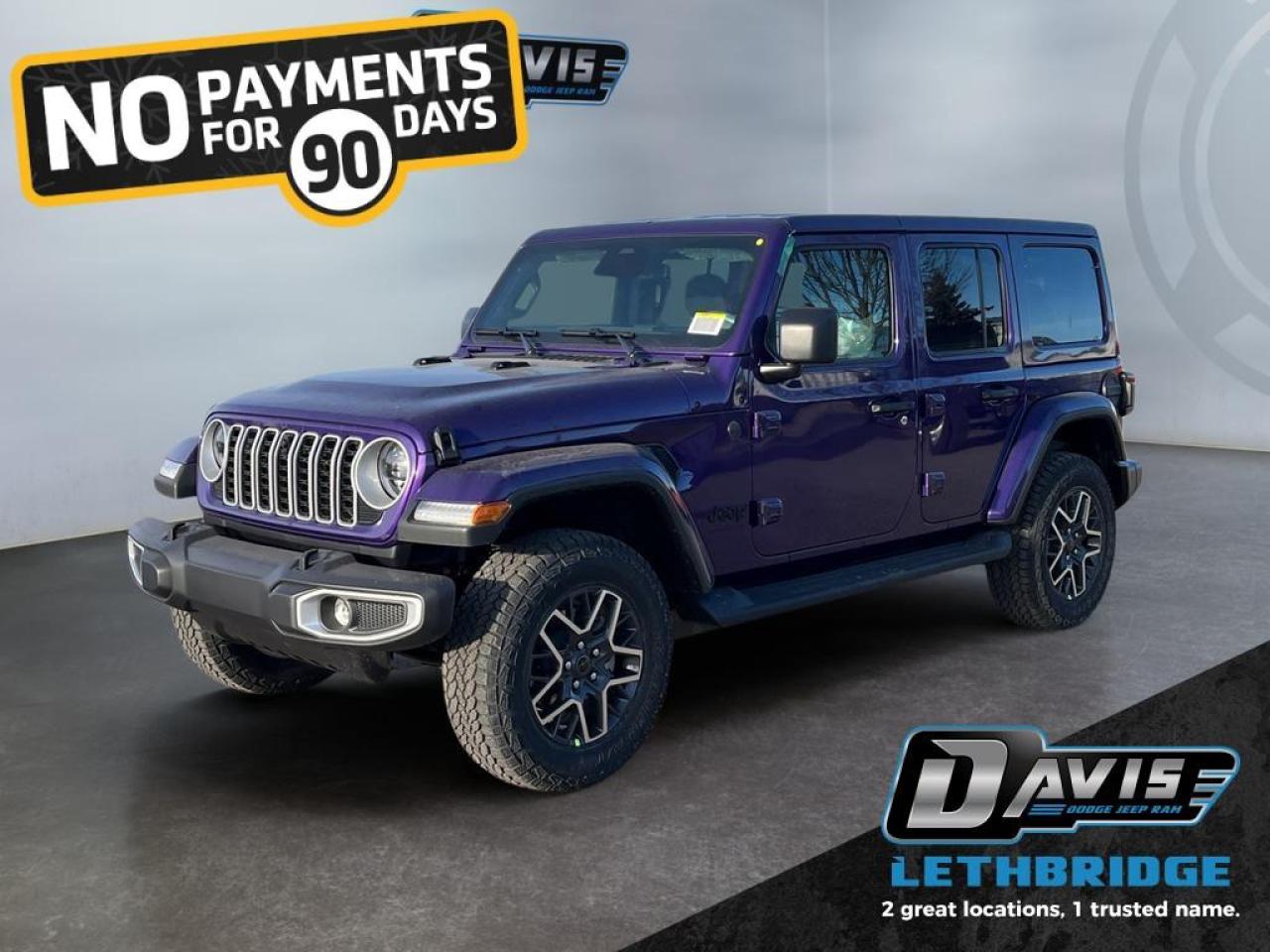 <b>HD Suspension, Targa Sunroof, Alpine Audio, Heated Seats, Remote Start!</b><br /> <br /> <br /> <br />Inside, youll find a rugged yet comfortable cabin equipped with modern technology and intuitive controls for every journey. <br /> <br />The 2026 Jeep Wrangler blends iconic design with modern innovation to deliver an unmatched driving experience on and off the road. Its durable build, open-air freedom, and advanced off-road systems make it the go-to SUV for those who live for adventure. With refined comfort, cutting-edge technology, and Jeeps legendary capability, the Wrangler remains the benchmark for authentic, all-terrain performance.<br /> <br />This Reign SUV has an Automatic transmission and is powered by a 285HP 3.6L V6 Cylinder Engine. <br /> <br /> Our Wrangler's trim level is Sahara. This Wrangler Sahara features incredible off-roading capability, thanks to heavy duty suspension, and skid plates for undercarriage protection. Interior features include heated front seats with lumbar support, a heated steering wheel, an 8-speaker Alpine audio system, voice-activated dual zone climate control, front and rear cupholders, and a 12.3-inch infotainment system with navigation, smartphone integration and mobile internet hotspot access. Additional features include a convertible top with fixed rollover protection, cruise control, proximity keyless entry with remote start, and even more. This vehicle has been upgraded with the following features: HD Suspension, Targa Sunroof, Alpine Audio, Heated Seats, Remote Start, Adaptive Cruise Control, Climate Control.<br /><br /> <br />To apply right now for financing use this link: <a href=https://www.bridgecitychrysler.com/pre-approval/ target=_blank rel=nofollow noopener noreferrer>https://www.bridgecitychrysler.com/pre-approval/</a><br /><br /> <br /><br />As a premier Chrysler, Dodge, Jeep and RAM dealership, Bridge City Chrysler proudly offers an extensive selection of new and used vehicles to meet every drivers needs. Customers across Lethbridge, Fort Macleod, Taber, Claresholm, Coaldale, and beyond trust us for daily vehicle specials, certified service and parts, and a seamless online inventory experience. <br /><br /> With competitive financing options and expert support, we make car buying easy and enjoyable. <br /><br /> Ready to hit the road? Schedule your test drive today at Bridge City Chrysler, your trusted Chrysler, Dodge, Jeep and RAM dealer in Lethbridge, Alberta.<br /><br /> Vehicle pricing offer shown expires 2026-01-31. <br /> Come by and check out our fleet of 80+ used cars and trucks and 140+ new cars and trucks for sale in Lethbridge. o~o