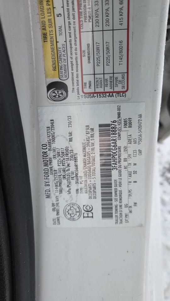 2010 Ford Fusion SEL, ONLY 46KMS, V6, WELL MAINTAINED, CERTIFIED Photo