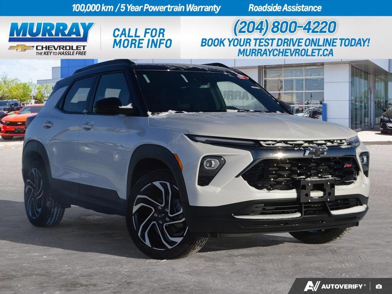 * ADAPTIVE CRUISE AND SOUND PACKAGE * * SUNROOF POWER DUAL-PANE PANORAMIC * * IRIDESCENT PEARL TRICOAT *  Experience the future of driving with the 2026 Chevrolet Trailblazer RS, right here in Winnipeg. This stunning sport utility vehicle is equipped with the cutting-edge *Adaptive Cruise and Sound Package*, featuring a premium Bose 7-speaker system and adaptive cruise control, ensuring every journey is as enjoyable as it is comfortable.  The *Sunroof Power Dual-Pane Panoramic* feature transforms your drive, offering an expansive view of the sky above. Its sleek *Iridescent Pearl Tricoat* finish not only turns heads but also adds a touch of elegance to your adventures across the city and beyond.  Powered by a robust ECOTEC 1.3L I3 Turbo engine, paired with a seamless 9-speed automatic transmission, the Trailblazer delivers both power and efficiency, making it perfect for urban commutes or weekend getaways. The all-wheel-drive capability ensures superior traction and control, no matter where the road takes you.  Inside, immerse yourself in a luxurious cabin adorned with Jet Black with Red Accents Evotex seat trim. Enjoy modern conveniences like a WiFi hotspot, Bluetooth connectivity, and a host of advanced safety features including front collision mitigation, lane departure warning, and a blind spot monitor.  The Chevrolet Trailblazer RS is more than just a vehicle; its your partner in every journey, offering style, performance, and innovation. Visit us at Murray Chevrolet Winnipeg to explore this remarkable SUV today!  Dealer Permit #1740