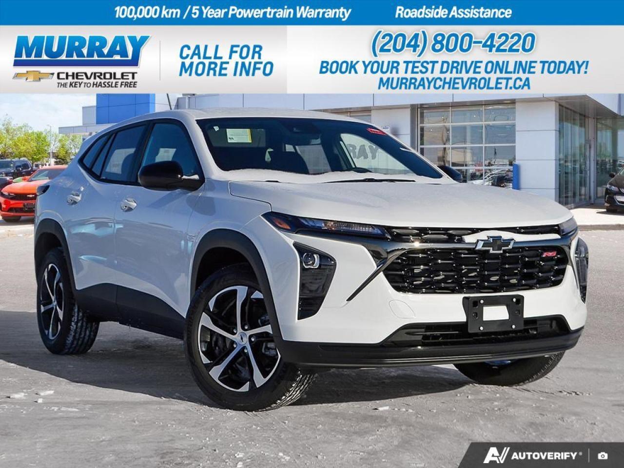 * ENGINE BLOCK HEATER * * FRONT COLLISION MITIGATION * * CROSS-TRAFFIC ALERT *  Discover the perfect blend of style and functionality with the 2026 Chevrolet Trax 1RS, a standout choice for those in Winnipeg. The Traxs sleek Summit White exterior perfectly complements its modern design, ensuring you make a statement wherever you go. Inside, youll find a sophisticated Jet Black and Grey interior accented with red, designed to offer both comfort and style.  Under the hood, the Trax is powered by a robust Turbocharged 1.2L 3-Cylinder engine, delivering an impressive 137 horsepower. Paired with a seamless 6-speed automatic transmission, this SUV offers a smooth and responsive driving experience, whether navigating city streets or hitting the open road.  Safety is a top priority with features like Front Collision Warning, Lane Departure Warning, and a Blind Spot Monitor, providing peace of mind on every journey. The Traxs advanced technology includes a WiFi Hotspot, Bluetooth connectivity, and Smart Device Integration, keeping you connected and entertained. With its bold design and cutting-edge features, the 2026 Chevrolet Trax 1RS is ready to elevate your driving experience.  Dealer Permit #1740