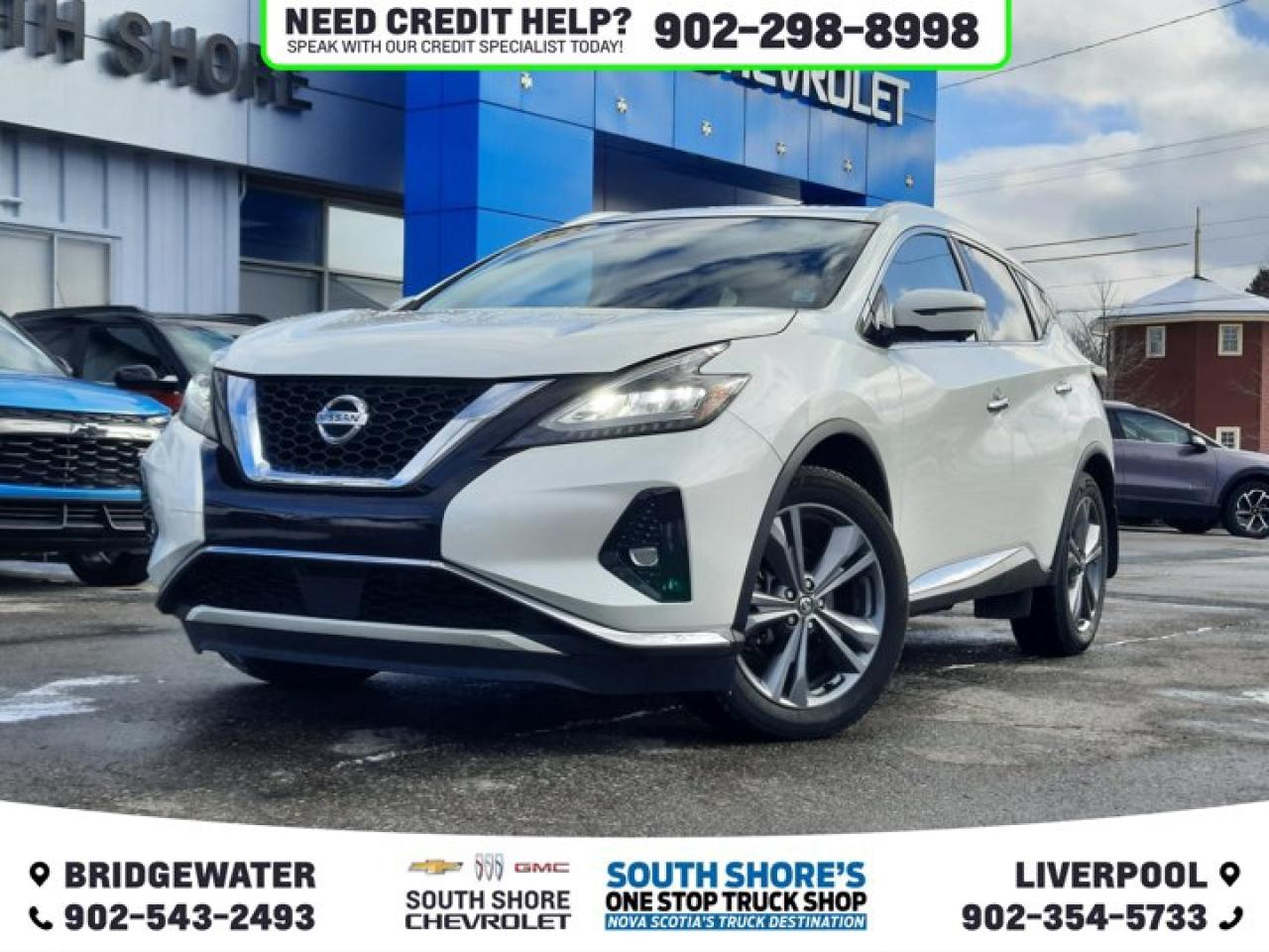 Awards: * JD Power Canada Initial Quality Study (IQS) Recent Arrival! White 2021 Nissan Murano Platinum For Sale, Bridgewater AWD CVT with Xtronic 3.5L 6-Cylinder DOHC 24V Clean Car Fax, CVT with Xtronic, AWD, 11 Speakers, ABS brakes, Air Conditioning, Alloy wheels, Brake assist, CD player, Compass, Delay-off headlights, Driver vanity mirror, Electronic Stability Control, Emergency communication system: NissanConnect Services w/6 month free trial, Front anti-roll bar, Front dual zone A/C, Front fog lights, Front reading lights, Fully automatic headlights, Garage door transmitter: HomeLink, Heated door mirrors, Heated front seats, Heated rear seats, Illuminated entry, Knee airbag, Navigation system: NissanConnect Navigation, Outside temperature display, Overhead airbag, Passenger vanity mirror, Power door mirrors, Power driver seat, Power Liftgate, Power moonroof, Power passenger seat, Power steering, Power windows, Radio data system, Rear reading lights, Rear window defroster, Remote keyless entry, Roof rack: rails only, Security system, Speed control, Speed-sensing steering, Speed-Sensitive Wipers, Split folding rear seat, Steering wheel memory, Tachometer, Telescoping steering wheel, Tilt steering wheel, Traction control, Trip computer, Variably intermittent wipers.