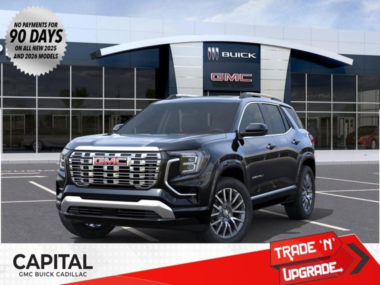 This 2026 GMC Terrain in Ebony Twilight Metallic is equipped with AWD and Turbocharged Gas I4 1.5L/-TBD- engine.From its striking C-shaped LED signature lighting to its stunning floating roof, this GMC Terrain has been refined on every level. With three distinctive options, every trim boasts its own distinctive grille that makes a lasting first impression and sets a bold tone for the rest of the vehicles exterior. Striking LED signature lighting on the taillamps complete Terrains bold design from front to back. Terrains interior seamlessly incorporates exterior design cues to create a cohesive look. Youll find a combination of bold styling, first-class comfort and plenty of space proving its as much about refinement as it is utility. Terrains interior features a standard leather wrapped steering wheel, real aluminum trim and soft-touch materials to enhance your driving experience and maximize comfort for both you and your passengers. A front-to-back flat load floor includes new fold-flat front-passenger and second-row seats so you can quickly go from accommodating people to utilizing every inch of cargo space. The GMC Terrain small SUV is engineered to meet the challenges drivers face every day  from various road surfaces to unexpected conditions. Advanced technology such as the Traction Select system allows you to switch between drive modes to make real-time adjustments based on those ever-changing driving situations. Terrain offers an available suite of intuitive driver-assist and safety technologies  so you can move with confidence in any direction.Key features of the Terrain Denali include: 252 hp 2.0L Turbocharged gas engine, LED Headlamps, Hands-free power Programmable Liftgate, Lane Change Alert with Side Blind Zone Alert, Available HD Surround Vision, New available Adaptive Cruise Control - Camera, New Available Front Pedestrian Braking, and Heated/Ventilated front seats.Check out this vehicles pictures, features, options and specs, and let us know if you have any questions. Helping find the perfect vehicle FOR YOU is our only priority.P.S...Sometimes texting is easier. Text (or call) 306-801-9090 for fast answers at your fingertips!Dealer License #914248Disclaimer: All prices are plus taxes & fees. See dealer for Details. Dealer Permit # 914248 See dealer for Details.