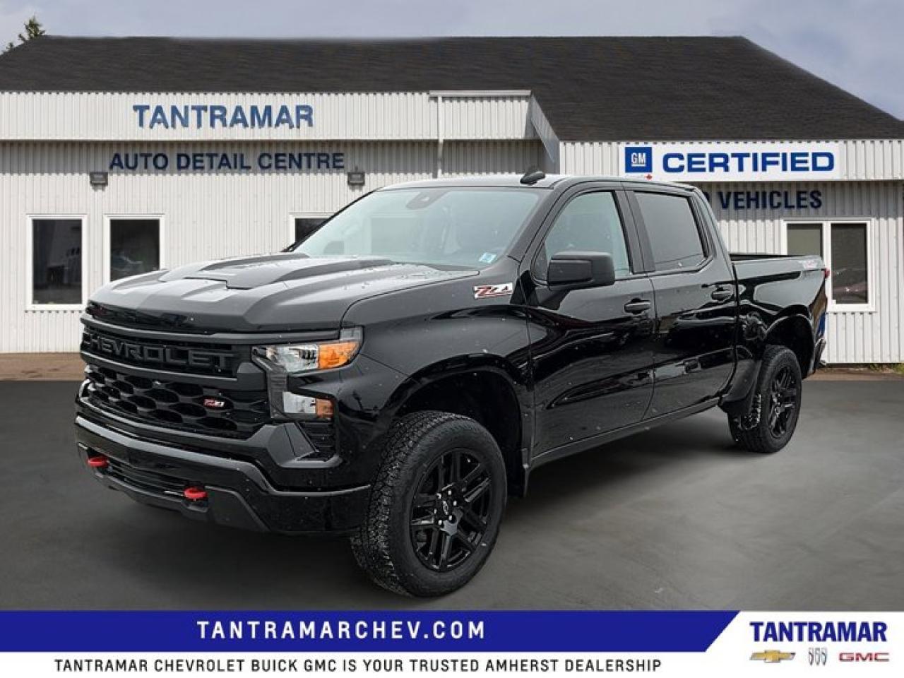 Recent Arrival! Odometer is 1608 kilometers below market average! Black 2024 Chevrolet Silverado 1500 Custom Trail Boss 4WD 10-Speed Automatic EcoTec3 5.3L V8LOCAL TRADE, ONE OWNER, NON SMOKER, Value Market Pricing, 10-Speed Automatic, 4WD, Black Cloth.Certified. GM Certified Details:* Exchange policy is 30 days or 2,500 kilometres, whichever comes first* 150+ Point Inspection* 1-month OnStar trial and sign up for a paid plan to enjoy the first two months on us. GM Owner Centre and Mobile App. Free SiriusXM Trial* 3.99% Financing for 24 Months On Selected Certified Pre-Owned Vehicles 24 Months - 3.99% 36 Months  3.99% 48 Months  3.99% 60 Months - 3.99% 72 Months  4.99% 84 Months - 4.99% Rate valid for the period from January 3, 2026 - March 31, 2026* 24/7 roadside assistance for 3 months or 5,000 km (whichever comes first)* 3 months or 5,000 kilometres (whichever comes first) which can be extended or upgraded to an even more comprehensive Certified Pre-Owned Vehicle Protection Plan