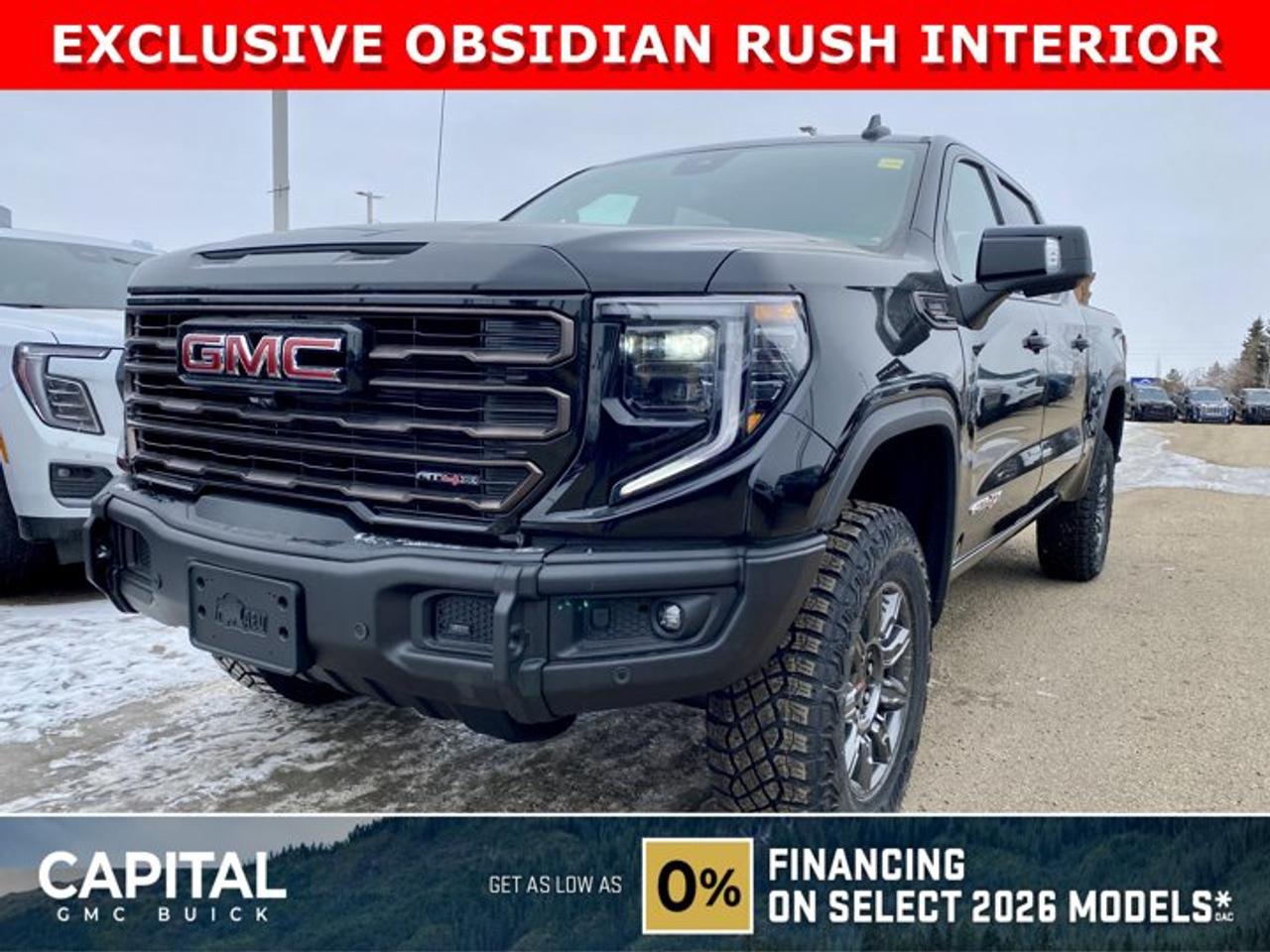 Check out this 2026 Sierra 1500 AT4X DIESEL ... This ultimate off-road luxury truck comes fully equipped with the exclusive Obsidian Rush interior, Power Sunroof, Heated and Cooled Seats, Heated Steering, Heated Rear Seats, Heads-up Display, Rear Streaming Mirror, 360 CAM, Adaptive Cruise Control, MultiPro Tailgate, 2 Inch Factory Lift with Multimatic DSSV dampers, AEV stamped steel front bumper, and so much more! CALL NOWAsk for the Internet Department for more information or book your test drive today! Text 507-585-4395 for fast answers at your fingertips!AMVIC Licensed Dealer - Licence Number B1044900