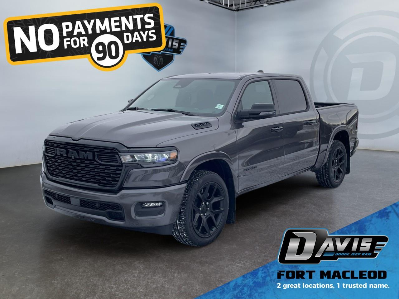 <h3>🔧 <strong>Performance & Capability</strong></h3><ul><li><p><strong>3.0L Hurricane SO Twin Turbo I6 w/ ESS</strong></p></li><li><p><strong>8-Speed Automatic Transmission</strong></p></li><li><p><strong>3.92 Rear Axle Ratio</strong></p></li><li><p><strong>Anti-Spin Rear Differential</strong></p></li><li><p><strong>Trailer Brake Control</strong></p></li><li><p><strong>124.9L (27.4 gal) Fuel Tank</strong></p></li><li><p><strong>Dual Black Exhaust Tips</strong></p></li></ul><h3>🖤 <strong>Night Edition Package</strong></h3><ul><li><p>20 x 9 Aluminum Painted Clad Wheels</p></li><li><p>Black Mesh Grille w/ Black Surround</p></li><li><p>Black Exterior Badging & RAM Grille Badge</p></li><li><p>Black Headlamp & Tail Lamp Bezels</p></li><li><p>Black Mirror Caps & Interior Accents</p></li><li><p>Body-Colour Bumpers & Fender Flares</p></li></ul><h3> <strong>Big Horn Level 2 Equipment Group</strong></h3><ul><li><p><strong>12 Uconnect 5W Touchscreen w/ Navigation</strong></p></li><li><p><strong>9 Alpine Speakers w/ Subwoofer</strong></p></li><li><p>Wireless Charging Pad</p></li><li><p>Heated Front Seats & Heated Steering Wheel</p></li><li><p>Power Adjustable Pedals</p></li><li><p>Dual-Zone Automatic Climate Control</p></li><li><p>Rear Power Sliding Window</p></li><li><p>Remote Tailgate Release</p></li><li><p>Universal Garage Door Opener</p></li><li><p>7 Customizable Digital Cluster</p></li><li><p>400W Inverter & 115V Power Outlets</p></li><li><p>2nd-Row In-Floor Storage Bins</p></li></ul><h3>🪑 <strong>Interior & Comfort</strong></h3><ul><li><p>Black Deluxe Cloth Bucket Seats</p></li><li><p>Power 8-Way Driver Seat w/ Lumbar</p></li><li><p>Leather-Wrapped Steering Wheel</p></li><li><p>Rear Centre Armrest</p></li><li><p>LED Interior & Footwell Lighting</p></li></ul><h3></h3>