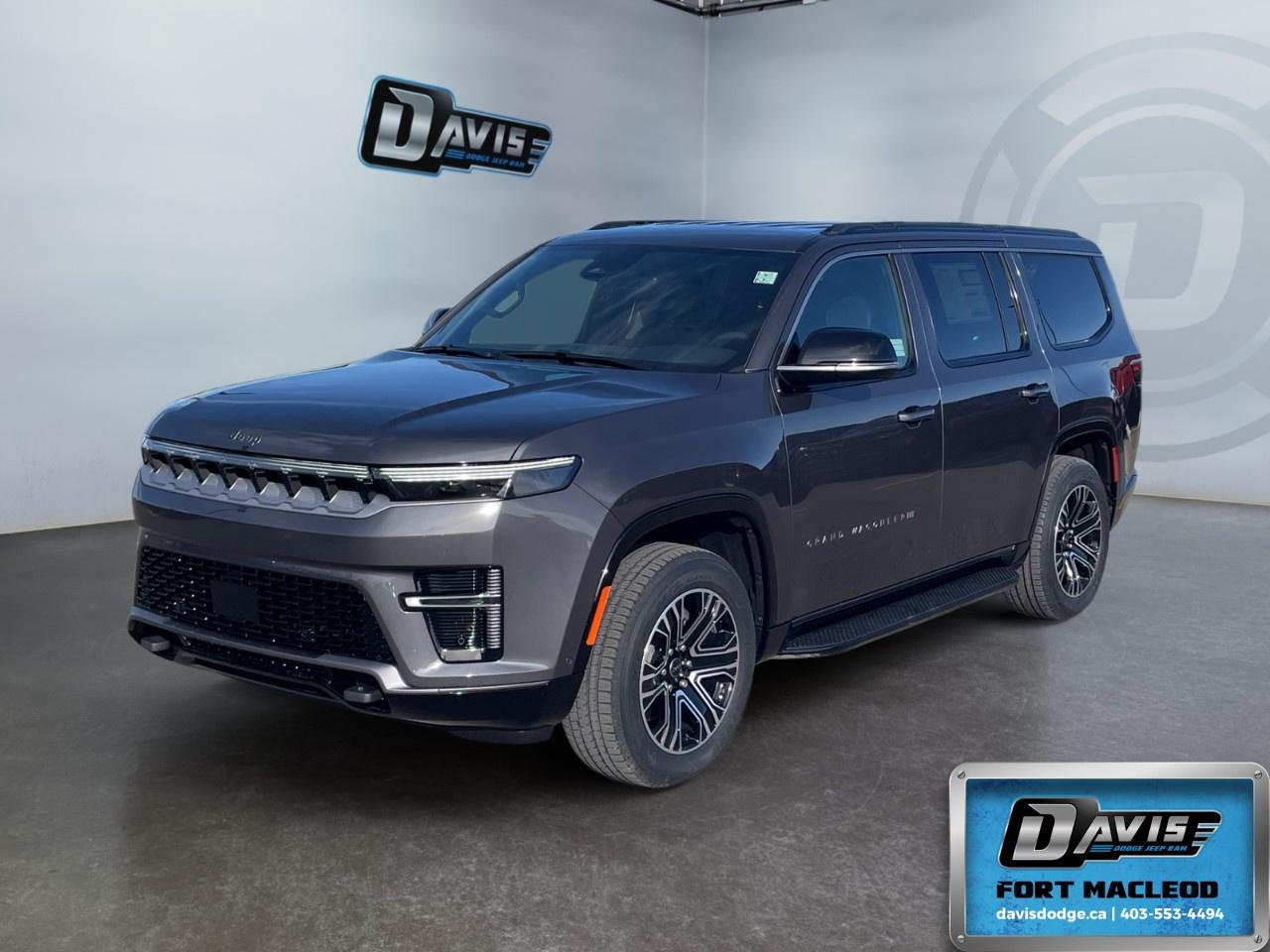 <p>Get ready to elevate your driving experience with the brand new 2026 Jeep Grand Wagoneer 4x4. This stunning SUV in a sophisticated gray exterior with a comfortable black interior and reliable automatic transmission sets the standard for capability and style.</p><p><strong>Interior Features:</strong></p><ul><li>Luxurious leather seats providing comfort and style</li><li>Heated and cooled front seats to cater to any climate</li><li>Power seats and windows for personalized convenience</li><li>Keyless entry and remote start for effortless access</li><li>7-passenger seating capacity, perfect for families and group adventures</li></ul><p><strong>Exterior Features:</strong></p><ul><li>Striking gray exterior with alloy wheels</li><li>Running boards for greater accessibility</li><li>Heated mirrors for clear visibility in any weather</li><li>Tow package for all your hauling needs</li></ul><p><strong>Technology & Safety Features:</strong></p><ul><li>Backup camera and lane assist for added safety</li><li>Bluetooth connection and smart device integration to keep you connected on the go</li><li>Built-in navigation system to guide your journey</li><li>Adaptive cruise control for enhanced comfort during long drives</li><li>Wi-Fi hotspot to ensure constant connectivity</li></ul><p>This vehicle is perfect for families or adventurers looking for a spacious, feature-rich SUV that offers luxury and convenience at every turn. Contact Davis Dodge Fort Macleod today to learn more about this incredible vehicle. Dont let this opportunity pass you by!</p>