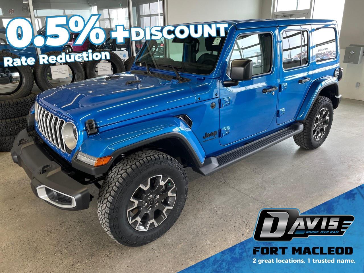 <p><strong>Adventure-Ready Capability:</strong></p><ul><li>Legendary <strong>4WD</strong> for unstoppable off-road performance.</li><li><strong>Off-Road Info Pages</strong> to monitor your Jeeps performance on the trail.</li><li><strong>Integrated Off-Road Camera</strong> for enhanced visibility in tough terrain.</li><li><strong>Single Top Package</strong> with a <strong>Body Color 3-Piece Hard Top</strong>  go fully enclosed or open-air in minutes.</li></ul><p><strong>Premium Interior Comfort:</strong></p><ul><li>Luxurious <strong>McKinley Trimmed Seats</strong> for added comfort and style.</li><li><strong>Heated Front Seats</strong> & <strong>Heated Steering Wheel</strong> for cold-weather adventures.</li><li><strong>Bright Interior Accents</strong> for an upscale touch.</li><li><strong>Mopar All-Weather Floor Mats</strong> to handle whatever the trail brings in.</li></ul><p><strong>Tech & Connectivity:</strong></p><ul><li>Massive <strong>12 Uconnect Touch Display</strong> with: <ul><li><strong>Google Android Auto</strong> & <strong>Apple CarPlay</strong></li><li><strong>Satellite Radio</strong> & <strong>Bluetooth</strong></li><li><strong>Navigation</strong> & <strong>WiFi Hotspot</strong></li></ul> </li><li><strong>Alpine Premium Audio System</strong> for exceptional sound quality.</li><li><strong>USB Media/Charge Ports</strong> & <strong>Audio Input Jack</strong> to keep devices charged and connected.</li><li><strong>115V Power Outlet</strong> for added convenience on the go.</li></ul><p><strong>Safety & Convenience:</strong></p><ul><li><strong>Remote Keyless Entry</strong> & <strong>Remote Start</strong> for easy access and convenience.</li><li><strong>Adaptive Cruise Control</strong> for smooth highway driving.</li><li><strong>Blind Spot & Cross Path Detection</strong> for confident lane changes.</li><li><strong>Rear Park Assist</strong> for stress-free parking.</li><li><strong>Side Steps</strong> for easier access.</li></ul><p><strong>Why buy with<span style=color:#3498db>Davis Dodge</span>?</strong></p><ul><li><em>Friendly, no hassle sales professionals.</em></li><li><em>Delivery available.</em></li><li><em>Huge selection.</em></li><li><em>Small town feel, small town atmosphere.</em></li></ul><p><strong><span style=color:#3498db>Davis Dodge</span>,</strong><strong>where customers arefamily!</strong></p>