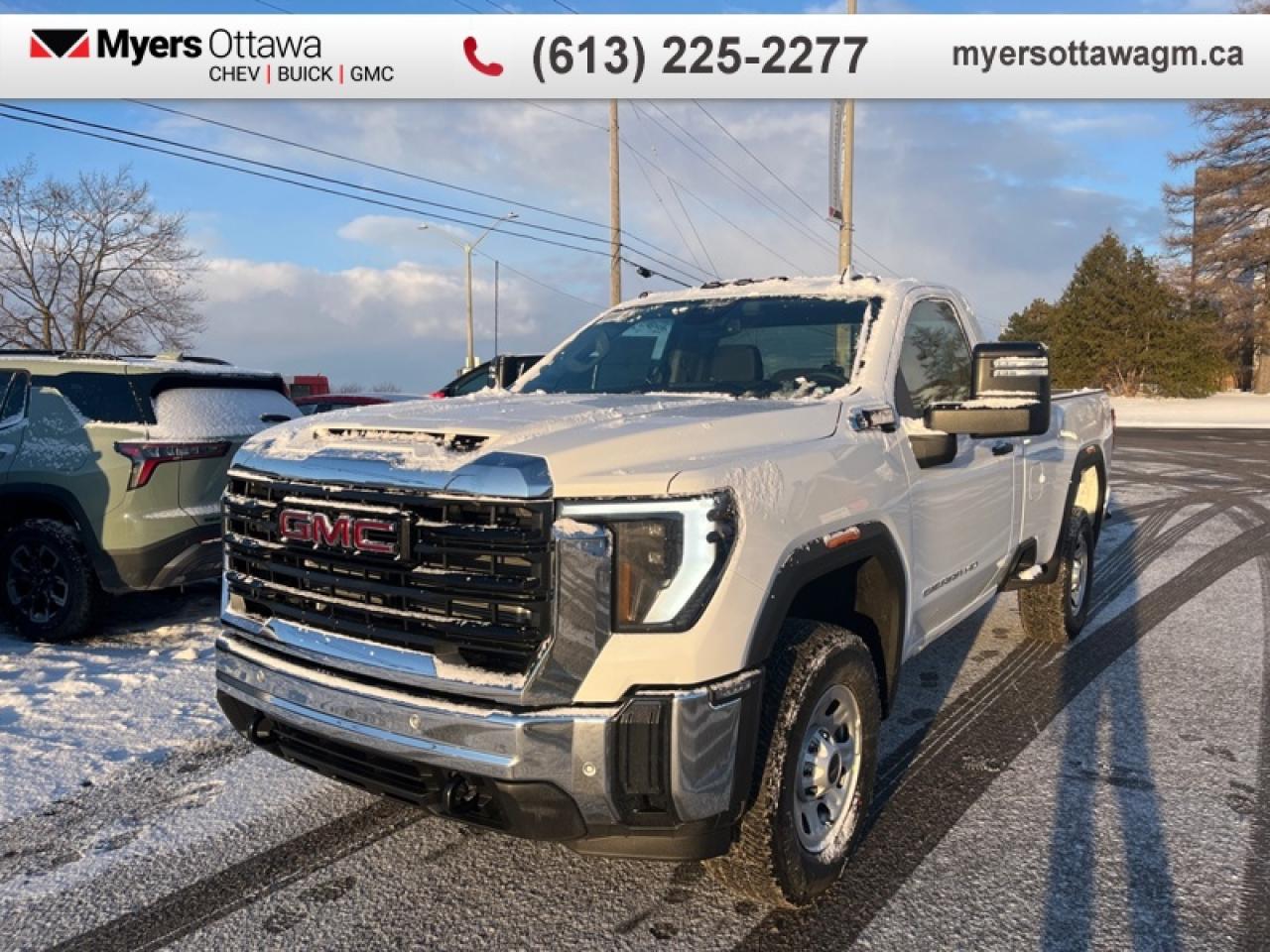 <br> <br>Take on the most arduous of tasks with this incredibly potent 2026 GMC 3500HD. <br> <br>This 2026 GMC 3500HD is highly configurable work truck that can haul a colossal amount of weight thanks to its potent drivetrain. This truck also offers amazing interior features that nestle occupants in comfort and luxury, with a great selection of tech features. For heavy-duty activities and even long-haul trips, the 3500HD is all the truck youll ever need.<br> <br>This Summit White sought after diesel Regular Cab 4X4 pickup has an Automatic transmission and is powered by a 470HP 6.6L 8 Cylinder Engine. <br> <br> Our Sierra 3500HDs trim level is Pro. This trim delivers heavy-duty strength with smart trailering features and advanced driver assistance. A fully boxed frame, integrated trailer brake controller, and Trailering Package with Hitch Guidance provide confidence when towing, while cargo tie-downs, CornerStep bumpers, and bed steps make loading easy. Inside, the cabin balances durability and convenience with split-bench seating, a 7-inch infotainment display with wireless Apple CarPlay and Android Auto, Wi-Fi hotspot capability, and power accessories. Sierra HD Pro Safety adds Forward Collision Alert, Automatic Emergency Braking, Lane Departure Warning, and more, supported by OnStar connectivity and HD Rear Vision Camera for added peace of mind. This vehicle has been upgraded with the following features: Single Rear Wheels, Convenience Package, Gooseneck/5th Wheel Prep Package.<br><br> <br>To apply right now for financing use this link: <a href=https://creditonline.dealertrack.ca/Web/Default.aspx?Token=b35bf617-8dfe-4a3a-b6ae-b4e858efb71d&Lang=en target=_blank>https://creditonline.dealertrack.ca/Web/Default.aspx?Token=b35bf617-8dfe-4a3a-b6ae-b4e858efb71d&Lang=en</a><br><br> <br/>    4.79% financing for 84 months. <br> Buy this vehicle now for the lowest bi-weekly payment of <b>$666.78</b> with $0 down for 84 months @ 4.79% APR O.A.C. ( taxes included, **Rebates may not be applicable on all purchase types [cash, lease, or finance]. Eligibility and conditions may vary. Please see dealer for full details and confirmation of eligibility.   ).  Incentives expire 2026-03-31.  See dealer for details. <br> <br><br> Come by and check out our fleet of 60+ used cars and trucks and 180+ new cars and trucks for sale in Ottawa.  o~o