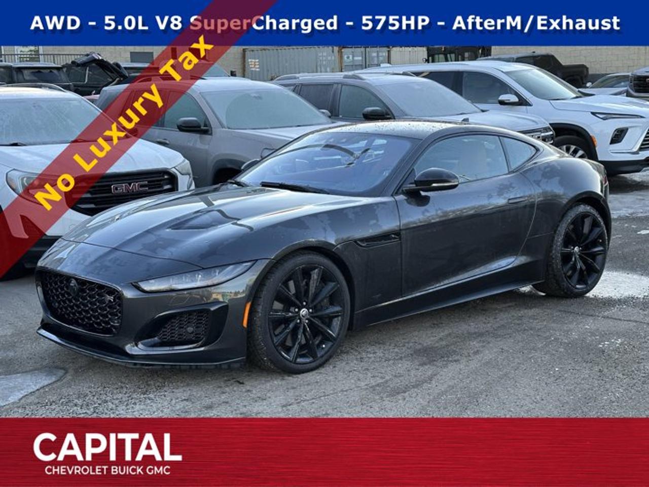 Recent Arrival!Ask for the Internet Department for more information or book your test drive today! Call 403-256-4960 for fast answers at your fingertips! Disclaimer: All prices are plus taxes. See dealer for details. AMVIC Licensed Dealer # B2020028.2024 F-TYPE 8-Speed Automatic AWD F-TYPE P575 R75, 5.0L V8 Supercharged, AWD, 10 Speakers, Adaptive suspension, Exterior Parking Camera Rear, Heated front seats, Ventilated front seats, Wheels: 20 Style 1066 10 Spoke Gloss Black Diamond.