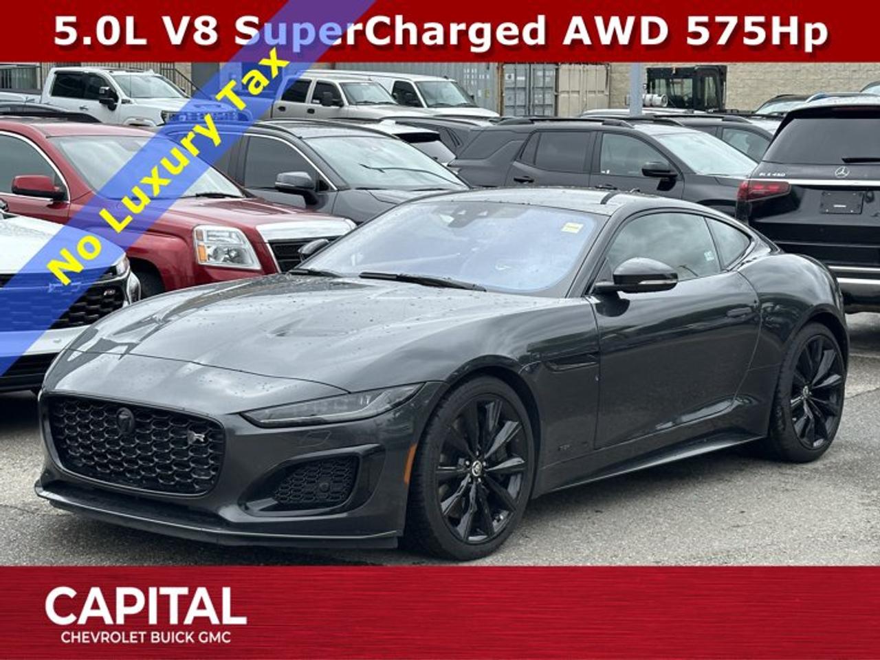 Recent Arrival!Ask for the Internet Department for more information or book your test drive today! Call 403-256-4960 for fast answers at your fingertips! Disclaimer: All prices are plus taxes. See dealer for details. AMVIC Licensed Dealer # B2020028.2024 F-TYPE 8-Speed Automatic AWD F-TYPE P575 R75, 5.0L V8 Supercharged, AWD, 10 Speakers, Adaptive suspension, Exterior Parking Camera Rear, Heated front seats, Ventilated front seats, Wheels: 20 Style 1066 10 Spoke Gloss Black Diamond.