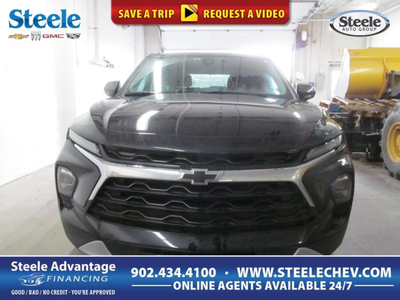 Value Market Pricing, AWD, 8-Way Power Driver Seat Adjuster, Heated front seats, Hitch Guidance, Wheels: 18 Grazen Metallic Aluminum.2023 Chevrolet Blazer LT *GM Certified* 3.99% Financing OAC 4D Sport Utility Black AWD 3.6L V6 SIDI 9-Speed Automatic with OverdriveGM Certified Details:* 1-month OnStar trial and sign up for a paid plan to enjoy the first two months on us. GM Owner Centre and Mobile App. Free SiriusXM Trial* 3.99% Financing for 24 Months On Selected Certified Pre-Owned Vehicles 24 Months - 3.99% 36 Months 3.99% 48 Months 3.99% 60 Months - 3.99% 72 Months 4.99% 84 Months - 4.99% Rate valid for the period from January 3, 2026 - March 31, 2026* 24/7 roadside assistance for 3 months or 5,000 km (whichever comes first)* Exchange policy is 30 days or 2,500 kilometres, whichever comes first* 150+ Point Inspection* 3 months or 5,000 kilometres (whichever comes first) which can be extended or upgraded to an even more comprehensive Certified Pre-Owned Vehicle Protection PlanWelcome to Steele Chevrolet Buick GMC, the number one volume dealership for new and pre-owned vehicles in Atlantic Canada. Located in Dartmouth, we are also one of the largest dealerships in Canada. No wonder we welcome clients from all over the Maritimes including Halifax, Sackville, and Bedford. Our dealership has grown significantly in the last few years, first in 2003 and then in 2011. In 2022, Steele Chevrolet Buick GMC broke ground on a major upgrade to its installations in order to prepare for new electric vehicles and making sure we can serve the needs of EV buyers and owners for years to come. We are the flagship dealership of the Steele Automotive Group and we believe in a simple approach to running our operation: Focus on the client Customize the purchasing and after-sales experience Transparency and honesty in all of our transactions with full disclosure pricing videos on all service estimates Provide the best value to every client Offer the vehicles our customers want Ensure we know our products and can help our clients Provide the best financing deals in the Maritimes We are your number-one destination for all of your service needs and your one-stop shop for everything related to General Motors trucks, cars, SUVs, and electric vehicles. We also offer a comfortable waiting lounge as your vehicle receives the best service. For a truly unique dealership experience, Steele Chevrolet Buick GMC in Dartmouth is the place to go!