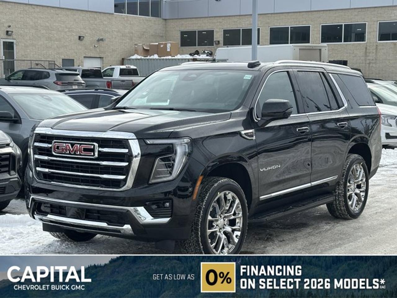 This GMC Yukon boasts a Gas V8 5.3L/ engine powering this Automatic transmission. TRANSMISSION, 10-SPEED AUTOMATIC electronically controlled with overdrive, includes Traction Select System including tow/haul (STD), SEATS, SECOND ROW BUCKET, POWER RELEASE (Includes (DCH) power-sliding centre console., LPO, FLOOR LINER PACKAGE (dealer-installed) (Includes (RIA) 1st and 2nd row all-weather floor liners, LPO, (RIB) 3rd row all-weather floor liners, LPO and (CAV) all-weather cargo mat, LPO..*This GMC Yukon Comes Equipped with These Options *LPO, ALL-WEATHER FLOOR LINERS, 1ST AND 2ND ROWS (dealer-installed), LPO, ALL-WEATHER CARGO MAT (dealer-installed), ENGINE, 5.3L ECOTEC3 V8 with Dynamic Fuel Management, Direct Injection and Variable Valve Timing, includes aluminum block construction (355 hp [265 kW] @ 5600 rpm, 383 lb-ft of torque [518 Nm] @ 4100 rpm) (STD), ENGINE BLOCK HEATER, ELEVATION PREFERRED EQUIPMENT GROUP Includes Standard Equipment, 3 YEARS SIRIUSXM SiriusXM Extended Service subscription will stop at the end of the applicable subscription period unless you decide to continue service. Plan is non-transferable and non-refundable. Service subject to the SiriusXM Customer Agreement and Privacy Policy, visit siriusxm.ca/terms to see complete terms and how to cancel which includes online methods or calling 1-888-539-7474. Some services, content and features are subject to device capabilities, an active data connection enabled in the vehicle and location availability. All fees, content and features are subject to change. Content varies by subscription plan. SiriusXM and related logos are trademarks of Sirius XM Radio Inc. and its respective subsidiaries.), Wireless Phone Charging, for portable devices, Wireless Apple CarPlay/Wireless Android Auto, Wipers, front intermittent, Rainsense, Wiper, rear intermittent.* Stop By Today *A short visit to Capital Chevrolet Buick GMC Inc. located at 13103 Lake Fraser Drive SE, Calgary, AB T2J 3H5 can get you a tried-and-true Yukon today!