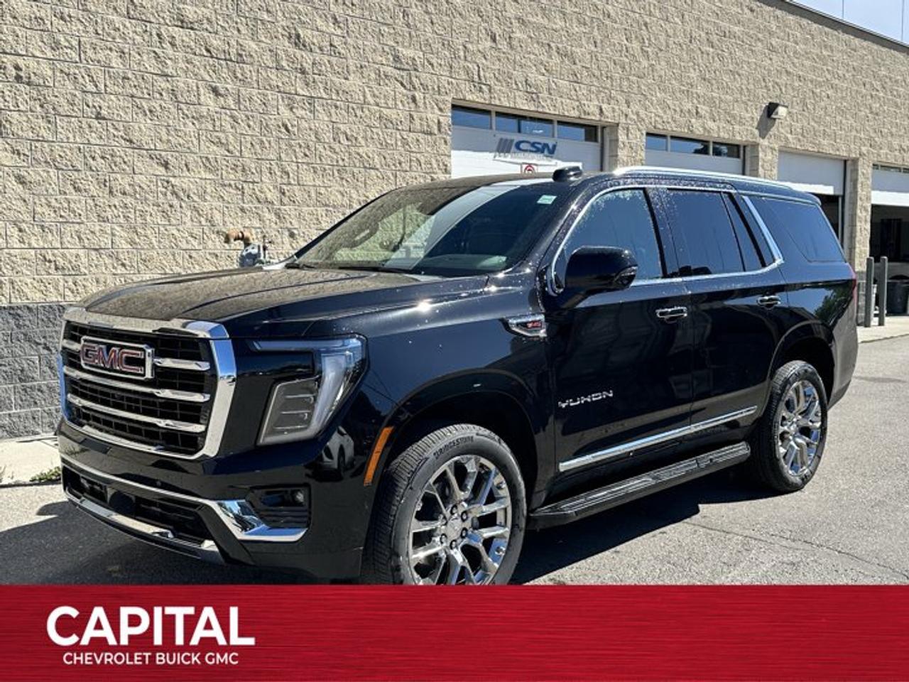 This GMC Yukon boasts a Gas V8 5.3L/ engine powering this Automatic transmission. TRANSMISSION, 10-SPEED AUTOMATIC electronically controlled with overdrive, includes Traction Select System including tow/haul (STD), SEATS, SECOND ROW BUCKET, POWER RELEASE (Includes (DCH) power-sliding centre console., LPO, FLOOR LINER PACKAGE (dealer-installed) (Includes (RIA) 1st and 2nd row all-weather floor liners, LPO, (RIB) 3rd row all-weather floor liners, LPO and (CAV) all-weather cargo mat, LPO..*This GMC Yukon Comes Equipped with These Options *LPO, ALL-WEATHER FLOOR LINERS, 1ST AND 2ND ROWS (dealer-installed), LPO, ALL-WEATHER CARGO MAT (dealer-installed), ENGINE, 5.3L ECOTEC3 V8 with Dynamic Fuel Management, Direct Injection and Variable Valve Timing, includes aluminum block construction (355 hp [265 kW] @ 5600 rpm, 383 lb-ft of torque [518 Nm] @ 4100 rpm) (STD), ENGINE BLOCK HEATER, ELEVATION PREFERRED EQUIPMENT GROUP Includes Standard Equipment, 3 YEARS SIRIUSXM SiriusXM Extended Service subscription will stop at the end of the applicable subscription period unless you decide to continue service. Plan is non-transferable and non-refundable. Service subject to the SiriusXM Customer Agreement and Privacy Policy, visit siriusxm.ca/terms to see complete terms and how to cancel which includes online methods or calling 1-888-539-7474. Some services, content and features are subject to device capabilities, an active data connection enabled in the vehicle and location availability. All fees, content and features are subject to change. Content varies by subscription plan. SiriusXM and related logos are trademarks of Sirius XM Radio Inc. and its respective subsidiaries.), Wireless Phone Charging, for portable devices, Wireless Apple CarPlay/Wireless Android Auto, Wipers, front intermittent, Rainsense, Wiper, rear intermittent.* Stop By Today *A short visit to Capital Chevrolet Buick GMC Inc. located at 13103 Lake Fraser Drive SE, Calgary, AB T2J 3H5 can get you a tried-and-true Yukon today!