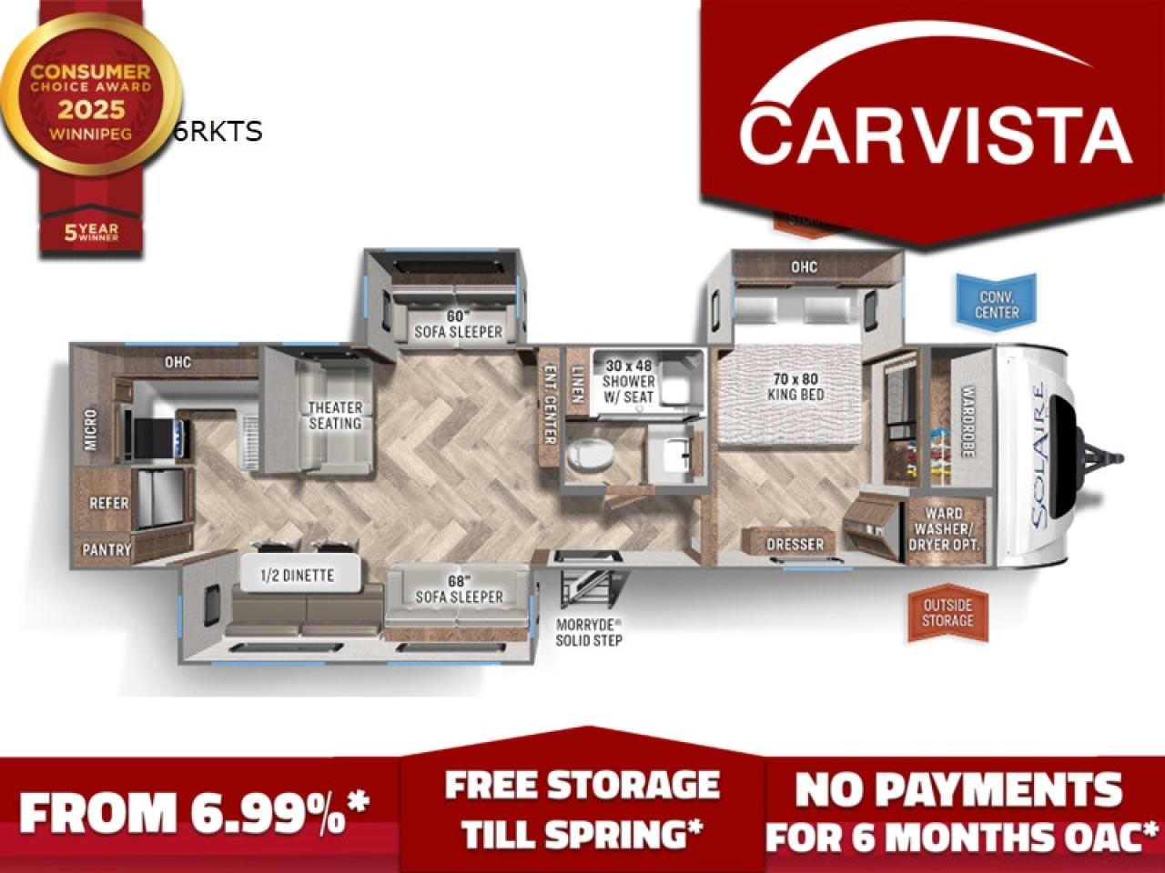 FREE WINTER STORAGE AND WINTERIZATION***   No Payments for up to 6 months. Low interest options available! Come see why Carvista has been the Consumer Choice Award Winner for 5 consecutive years! 2021-2025!

Come see why Carvista has been the Consumer Choice Award Winner for 5 consecutive years! 2021, 2022, 2023, 2024 and 2025! Dont play the waiting game, our units are in-stock, no pre-order necessary!! See for yourself why Carvista has won this prestigious award and continues to serve its community. Carvista Approved! Our RVista package includes a complete inspection of your camper that includes general testing of the camper systems! We pride ourselves in providing the highest quality trailers possible, and include a rigorous detail to ensure you get the cleanest trailer around.
Prices and payments exclude GST OR PST 
Carvista Inc. Dealer Permit # 1211
Category: Used Camper
Units may not be exactly as shown, please verify all details with a sales person.
