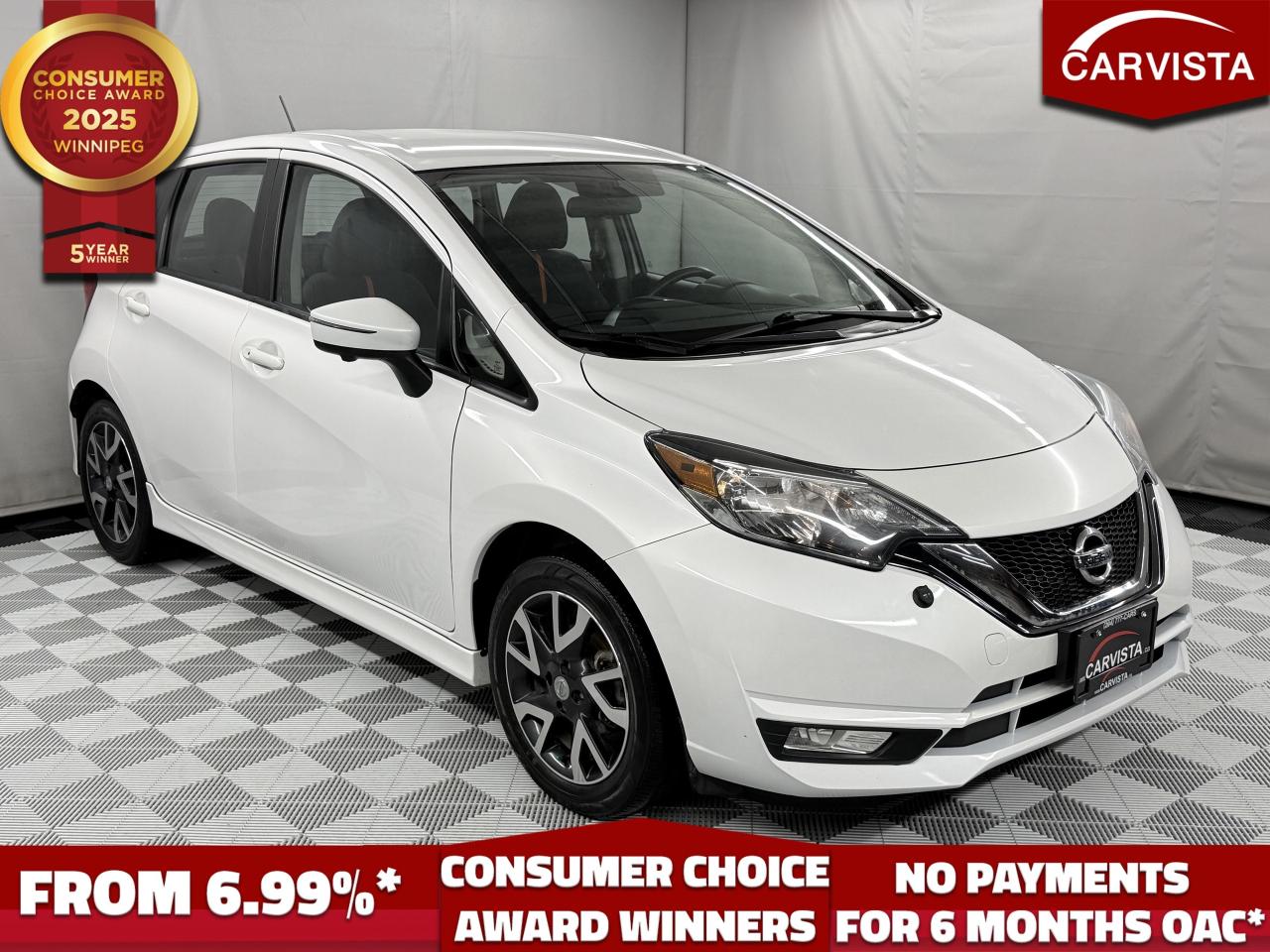 CONSECUTIVE COMSUMER CHOICE AWARD WINNERS FOR OUTSTANDING BUSINESS! LOW DEALER FINANCING RATES*, NO PAYMENTS FOR 6 MONTHS*!

5 years running, consecutive receivers of the prestigious Consumer Choice Award in 2021, 2022, 2023, 2024 and 2025! Low rate dealer arranged financing available! 
At Carvista we offer a unique buying experience, with no deceiving finance gimmicks and trades are welcome but not required! Carvista is a family operated business that has been in business for over 25 years, and has earned a A+ BBB Accreditation and outstanding consumer accolades. Offering 175 quality pre-owned vehicles, all are certified and Carfax verified, most with remaining factory warranty and a modern facility located on Winnipegs Regent Ave strip. We welcome you to visit us at 1201 Regent Ave W, at Carvista, and drive away in a like new vehicle for less. In many cases we can offer no payments for 6 months! Dont let your trade or credit stop you, we accept any kind, any time. CARVISTA.CA, "Where the deals are".
 Prices and payments exclude GST OR PST Carvista Inc. 
Dealer Permit # 1211, Category: Used Vehicle 
Please verify all ad details with a Carvista sales person, vehicle may not be exactly as shown.
