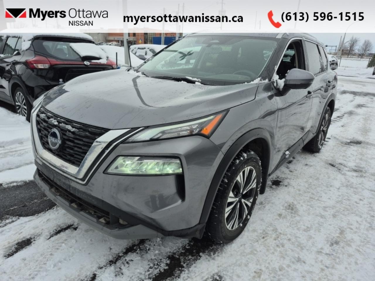 <b>Moonroof, Apple CarPlay, Android Auto, Heated Seats, Heated Steering Wheel, Remote Start, Aluminum Wheels, Blind Spot Detection, Lane Keep Assist, Forward Collision Warning, Front Pedestrian Braking, LED lights, High Beam Assist</b><br> <br>  Compare at $28423 - Our Price is just $27595! <br> <br>The Rogue is built to serve as a well-rounded crossover, with rugged design, a comfortable ride and modern interior tech. This 2023 Nissan Rogue is fresh on our lot in Ottawa. <br> <br>Nissan was out for more than designing a good crossover in this 2023 Rogue. They were designing an experience. Whether your adventure takes you on a winding mountain path or finding the secrets within the city limits, this Rogue is up for it all. Spirited and refined with space for all your cargo and the biggest personalities, this Rogue is an easy choice for your next family vehicle. This SUV has 47,871 km. Its nice in colour. It has an Automatic transmission and is powered by a 201HP 1.5L 3 Cylinder Engine. <br> <br> Our Rogues trim level is SV Moonroof. Step up to this SV trim for the ProPILOT Assist suite of active safety features like lane keep assist, blind spot intervention, and the 360 degree around view monitor while the dual panel panoramic moonroof, wi-fi, remote start, and Nissan Intelligent Key provide next level comfort and convenience. Dial in adventure with the AWD terrain selector that keeps you rolling no matter the conditions. Go Rogue with driver assistance features like forward collision warning, emergency braking with pedestrian detection, lane departure warning, blind spot warning, high beam assist, driver alertness, and a rearview camera while heated seats, dual zone climate control, and a heated steering wheel bring amazing luxury. NissanConnect touchscreen infotainment with Apple CarPlay and Android Auto makes for an engaging experience.<br> <br>To apply right now for financing use this link: <a href=https://www.myersottawanissan.ca/finance target=_blank>https://www.myersottawanissan.ca/finance</a><br><br> <br/><br> Payments from <b>$443.84</b> monthly with $0 down for 84 months @ 8.99% APR O.A.C. ( Plus applicable taxes -  and licensing fees   ).  See dealer for details. <br> <br>Get the amazing benefits of a Nissan Certified Pre-Owned vehicle!!! Save thousands of dollars and get a pre-owned vehicle that has factory warranty, 24 hour roadside assistance and rates as low as 0.9%!!! <br>*LIFETIME ENGINE TRANSMISSION WARRANTY NOT AVAILABLE ON VEHICLES WITH KMS EXCEEDING 140,000KM, VEHICLES 8 YEARS & OLDER, OR HIGHLINE BRAND VEHICLE(eg. BMW, INFINITI. CADILLAC, LEXUS...)<br> Come by and check out our fleet of 30+ used cars and trucks and 60+ new cars and trucks for sale in Ottawa.  o~o