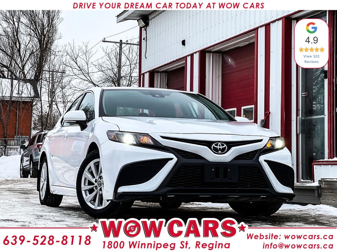 2024 Toyota Camry SE Odometer: 56,884km <br/> Sale Price: $32,990+taxes <br/> Financing Available <br/> <br/> WOW Factors:- -Certified and mechanical inspection <br/> - No Accidents <br/> <br/> <br/> Highlight Features:--Apple Carplay, Android Auto <br/> -Lane Keep Departure <br/> -Front Collision Warning <br/> -Alloy Wheels <br/> -Backup-Camera <br/> -Heated Steering Wheel <br/> -Power Heated Seats <br/> -Leather + Cloth Seats <br/> -Adaptive Cruise Control and much more. <br/> <br/> <br/> Financing Available <br/> <br/> Driven by Trust, Powered by Family  Your Destination for Quality Pre-Owned Vehicles <br/> At our family-owned dealership, customer satisfaction isnt just a goal  its our promise. We specialize in pre-owned Cars, SUVs, Vans, and Trucks, offering standout value with the WOW factors that set us apart. From exceptional Google reviews to unmatched after-sales service, we go above and beyond to make your experience seamless, transparent, and friendly. <br/> <br/> <br/> Visit WOW CARS Today at 1800 Winnipeg Street Regina, SK S4P1G2, or give us a call at (639) 528-8II8 <br/>