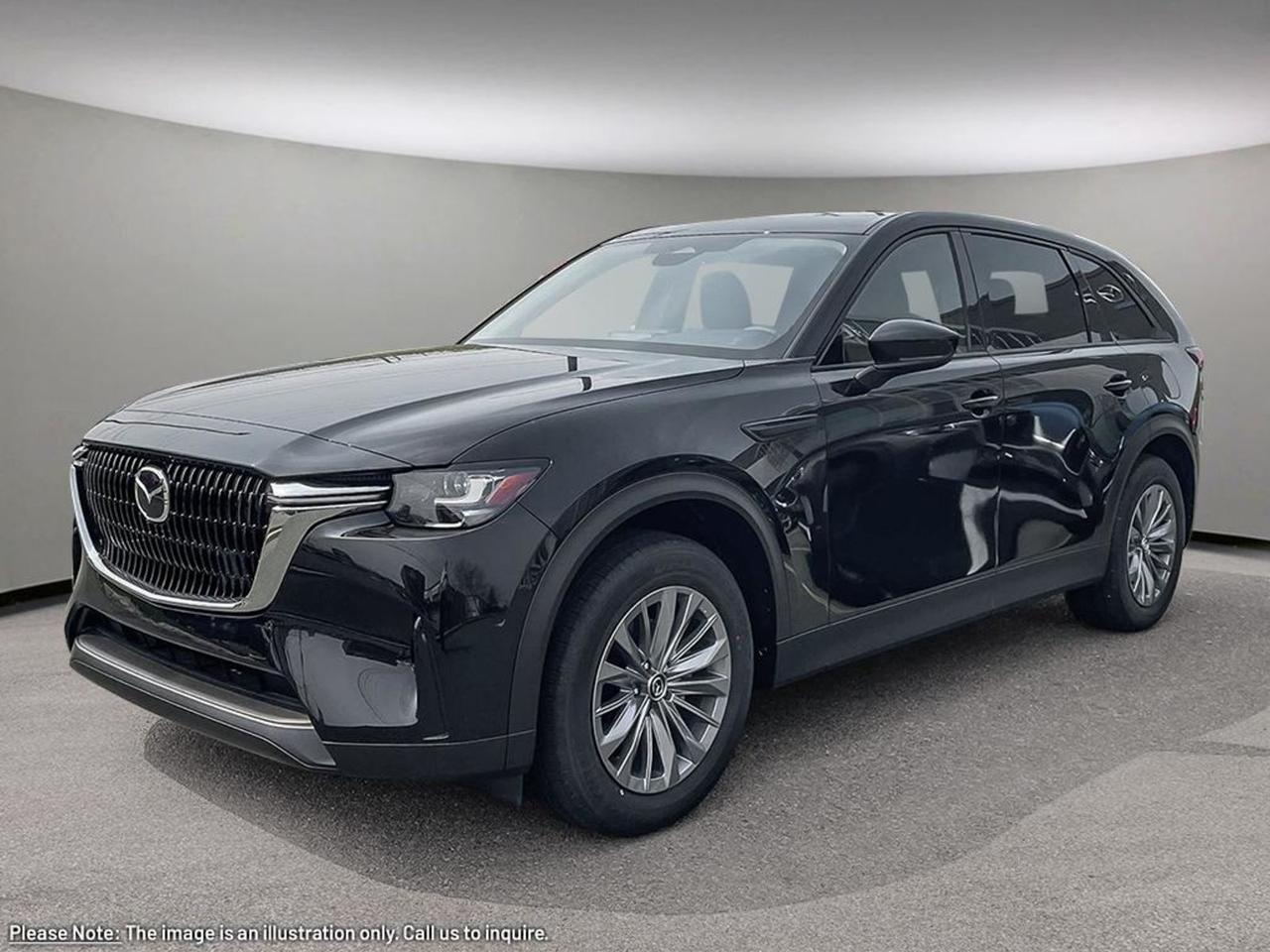 EX-SERVICE LOANER!Today is your day with our 2025 Mazda CX-90 MHEV GS-L that looks phenomenal in Jet Black Mica!Its powered by a Turbocharged 3.3 Liter Inline 6 engine paired with a 48 volt Lithium Ion Battery Mild Hybrid system that produces 280 horsepower with a 8-Speed automatic transmission withKinematic Posture Control. Youll leave other All-Wheel Drive SUVs in your dust while enjoying excellent handling with precise steering, all while scoring near 8.4L/100km on the highway. Its absolutely stunning with 21-inch alloy wheels, auto levelling LED headlights, and a rear roof spoiler!Inside this spacious MHEV GS-L, settle into leather heated front seats, grip the leather-wrapped heated steering wheel with mounted audio/cruise controls (adaptative), and look up to see a power panoramic sunroof! It also has a Mazda Connect infotainment system that features a new MASSIVE 10.25-inch color display, a multi-function commander control, available satellite radio, Bluetooth, and a power liftgate.Youll drive our Mazda confidently knowing about its advanced safety features including a backup camera, blind-spot monitoring, adaptive cruise control, lane departure warning with lane keep assist, smart brake support, adaptive front lighting, and more! Print this page and call us Now... We Know You Will Enjoy Your Test Drive Towards Ownership! We look forward to showing you why Go Mazda is the best place for all your automotive needs.Go Mazda is an AMVIC licensed business.Please note that a new administration fee from Mazda Canada of $795 will apply to finance and cash purchases. effective February 1, 2024.