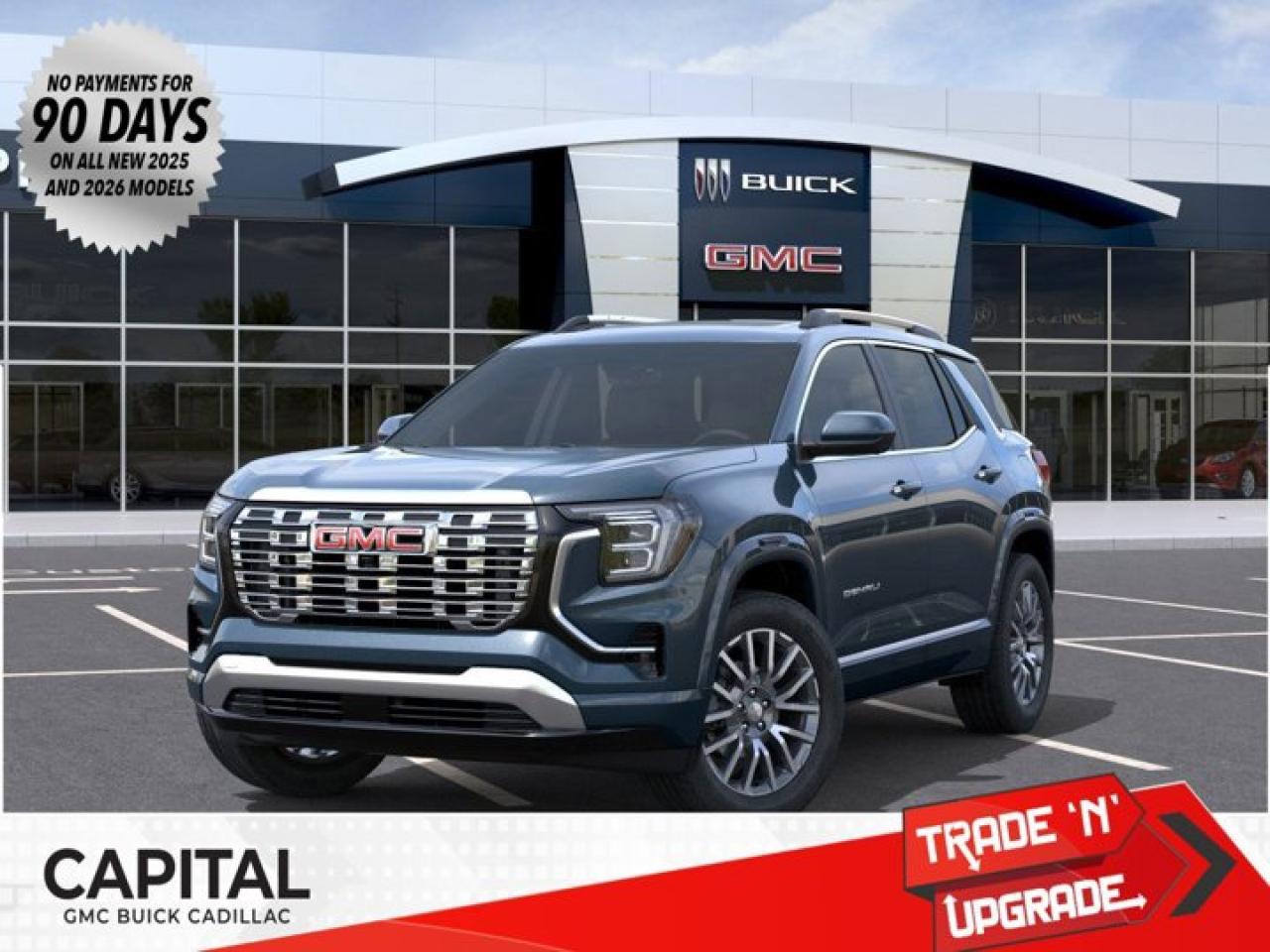 This 2026 GMC Terrain in Downpour Metallic is equipped with AWD and Turbocharged Gas I4 1.5L/-TBD- engine.From its striking C-shaped LED signature lighting to its stunning floating roof, this GMC Terrain has been refined on every level. With three distinctive options, every trim boasts its own distinctive grille that makes a lasting first impression and sets a bold tone for the rest of the vehicles exterior. Striking LED signature lighting on the taillamps complete Terrains bold design from front to back. Terrains interior seamlessly incorporates exterior design cues to create a cohesive look. Youll find a combination of bold styling, first-class comfort and plenty of space proving its as much about refinement as it is utility. Terrains interior features a standard leather wrapped steering wheel, real aluminum trim and soft-touch materials to enhance your driving experience and maximize comfort for both you and your passengers. A front-to-back flat load floor includes new fold-flat front-passenger and second-row seats so you can quickly go from accommodating people to utilizing every inch of cargo space. The GMC Terrain small SUV is engineered to meet the challenges drivers face every day  from various road surfaces to unexpected conditions. Advanced technology such as the Traction Select system allows you to switch between drive modes to make real-time adjustments based on those ever-changing driving situations. Terrain offers an available suite of intuitive driver-assist and safety technologies  so you can move with confidence in any direction.Key features of the Terrain Denali include: 252 hp 2.0L Turbocharged gas engine, LED Headlamps, Hands-free power Programmable Liftgate, Lane Change Alert with Side Blind Zone Alert, Available HD Surround Vision, New available Adaptive Cruise Control - Camera, New Available Front Pedestrian Braking, and Heated/Ventilated front seats.Check out this vehicles pictures, features, options and specs, and let us know if you have any questions. Helping find the perfect vehicle FOR YOU is our only priority.P.S...Sometimes texting is easier. Text (or call) 306-801-9090 for fast answers at your fingertips!Dealer License #914248Disclaimer: All prices are plus taxes & fees. See dealer for Details. Dealer Permit # 914248 See dealer for Details.