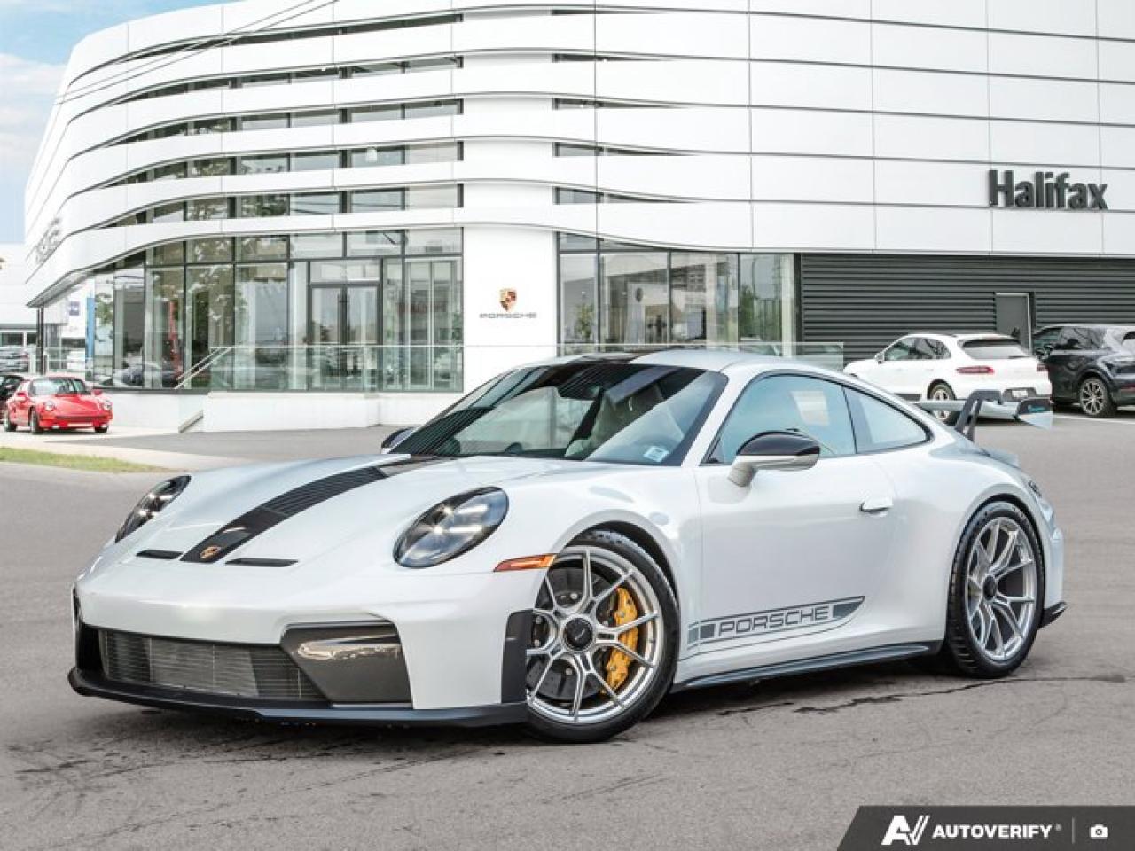 *SOLD - Porsche of Halifax*, this *2026 Porsche 911 GT3* in *White* represents the purest connection between Porsche engineering and motorsport heritage. Finished with a *Leather/Race-Tex Interior in Black with GT Silver Stitching*, and equipped with the coveted *Weissach Package*, this GT3 embodies lightweight performance, aerodynamics, and precision craftsmanship.==== Performance & Driving Dynamics ====  *   *PDK transmission* delivering lightning-fast, track-ready shifts  *   *Weissach Package* reducing weight with extensive carbon-fiber components and exclusive design elements  *   *Porsche Ceramic Composite Brakes (PCCB)* with Yellow Calipers for exceptional stopping power  *   *Front Axle Lift System* for improved street usability  *   *Extended Range Fuel Tank (22.1 gal.)* supporting longer performance drives==== Exterior Highlights ====  *   *Weissach Package logo* on rear wing endplates in *Arctic Blue*  *   *PORSCHE side decals in Silver*  *   *HD-Matrix Design LED Headlights in Black*  *   *Exclusive Design Taillights* for a modern, track-inspired appearance  *   *Exclusive Design Fuel Cap*  *   *Born in Flacht Under-Door Puddle Light Projectors*  *   *Deletion of SiriusXM® Antenna* for a clean exterior profile==== Interior Craftsmanship ====  *   *Folding Lightweight Bucket Seats* for maximum support and reduced mass  *   *Extended Race-Tex Package in GT Silver* including air vent surrounds, belt outlet trims, and selected touchpoints  *   *Seat Belts in Racing Yellow* adding a motorsport accent  *   *Steering Column Casing in Leather* and *Pedals/Footrest in Aluminum*  *   *Illuminated Door-Sill Guards in Matte Carbon Fiber*  *   *Chrono Package with Porsche Design GT Clock*==== Technology & Convenience ====  *   *BOSE® Surround Sound System*  *   *Ambient Lighting*  *   *ParkAssist (Rear)* for improved maneuverability  *   *Storage Net in Passenger Footwell*  *   *Smoking Package* (functional storage elements included)----------------------------------------The *2026 911 GT3* in *White* is an uncompromising performance machine---lightweight, precise, and engineered for drivers who demand the closest connection to Porsches racing DNA. With the Weissach Package, PCCB brakes, and lightweight bucket seats, this example is as focused as they come.
