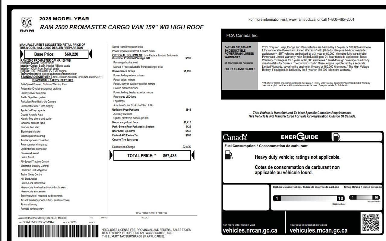 2025 RAM ProMaster 2500 159 WB Photo