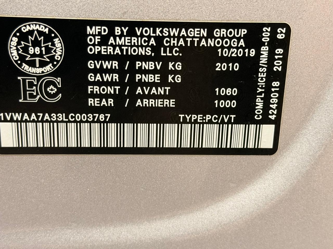 2020 Volkswagen Passat Comfortline+New Tires+Camera+CLEAN CARFAX Photo