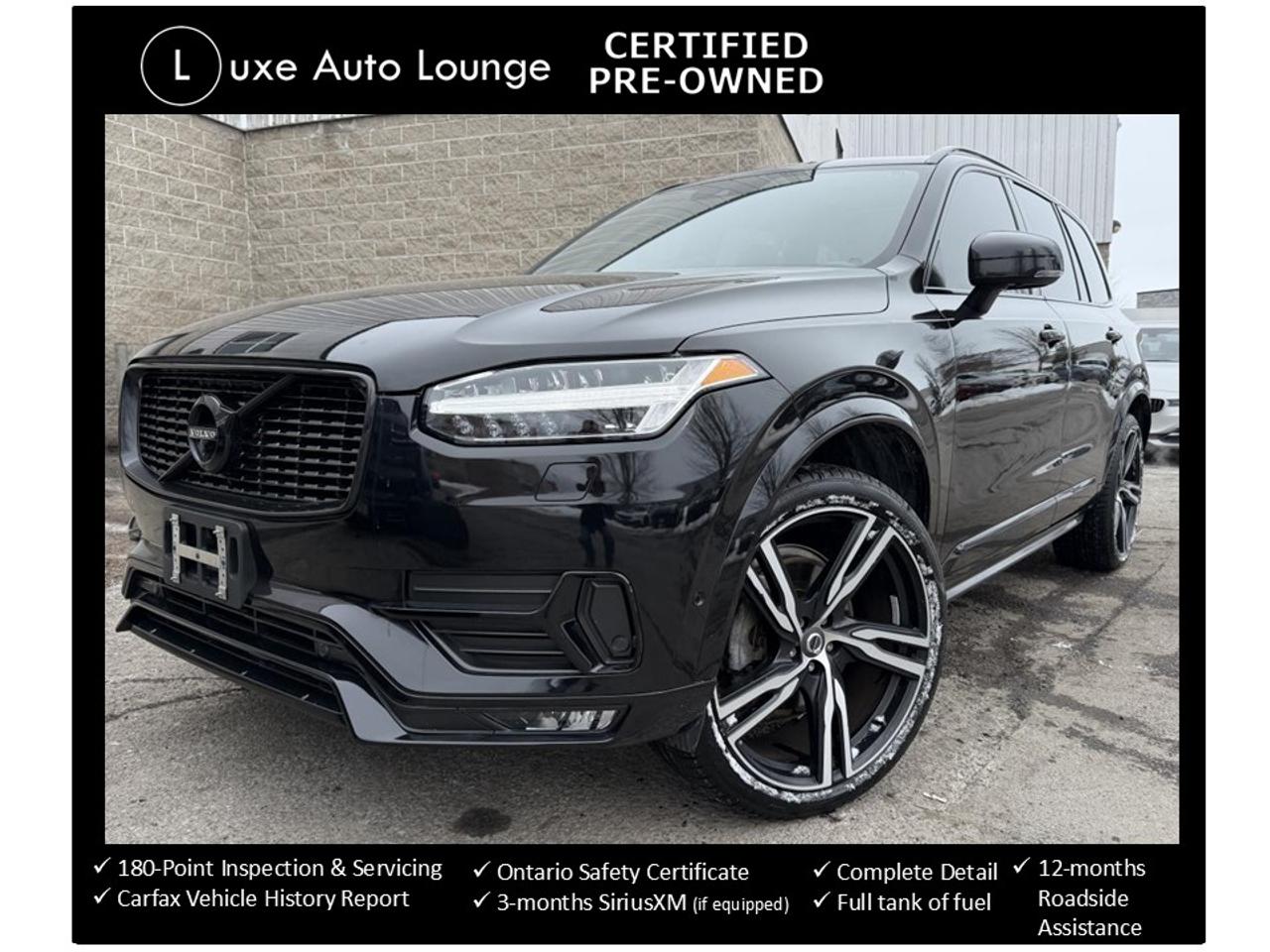<p>WOWW!! SUPER RARE AND HARD TO FIND!! PLUS, IT IS A 1-OWNER, DEALER-SERVICED VEHICLE TO BOOT!! This 2017 Volvo XC90 R-DESIGN has it all including: leather/suede interior, heated seats and steering wheel, power panoramic sunroof, navigaton, memory seats, touch-screen radio, bluetooth hands-free, SiriusXM satellite radio and more!!</p><p><span style=font-size: 16px; caret-color: #333333; color: #333333; font-family: Work Sans, sans-serif; white-space: pre-wrap; -webkit-text-size-adjust: 100%; background-color: #ffffff;>This vehicle comes Luxe certified pre-owned, which includes: 180-point inspection & servicing, oil lube and filter change, minimum 50% material remaining on tires and brakes, Ontario safety certificate, complete interior and exterior detailing, Carfax Verified vehicle history report, guaranteed one key (additional keys may be purchased at time of sale), FREE 90-day SiriusXM satellite radio trial (on factory-equipped vehicles) & full tank of fuel! </span><span style=background-color: #ffffff; color: #333333; font-family: Work Sans, sans-serif; font-size: 16px; caret-color: #333333; white-space-collapse: preserve;>Remember, we built our business on quality, trust, service, and we deliver. PERIOD.<em><strong> *****Ask us about our U-select Executive Plus Extended Warranty available up to 180,000km!!*****</strong></em> <strong>Proudly </strong></span><strong><span style=background-color: #ffffff; color: #333333; font-family: Work Sans, sans-serif; font-size: 16px; caret-color: #333333; white-space-collapse: preserve;>Family Owned and Operated in the Orleans community for over 16 years!</span></strong></p><p><strong>Priced at ONLY $299 bi-weekly with $2500 down over 48 months at 7.99% (cost of borrowing is $1899 per $10000 financed) OR cash purchase price of $28995 (both prices are plus HST). Call today and make this sweet machine yours... and make your neighbours jealous in the process!</strong></p>
